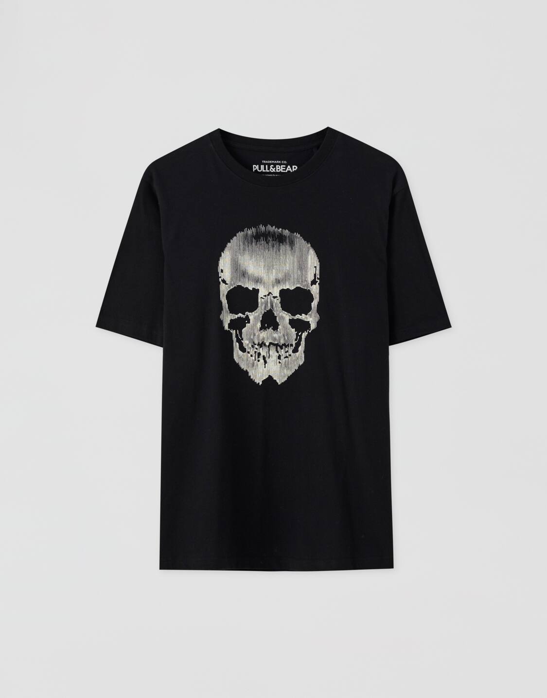 Verrassend Zwart T-shirt met afbeelding doodskop - PULL&BEAR CK-16