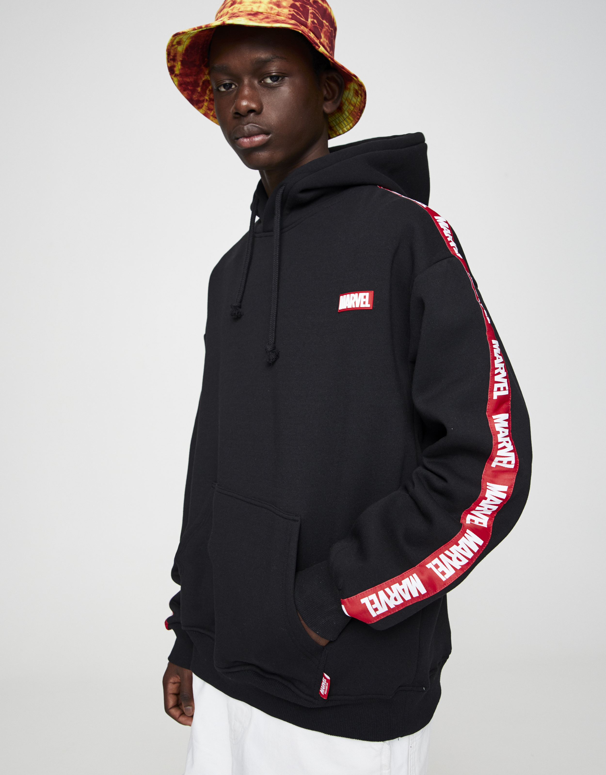 Black Marvel sweatshirt with taping 