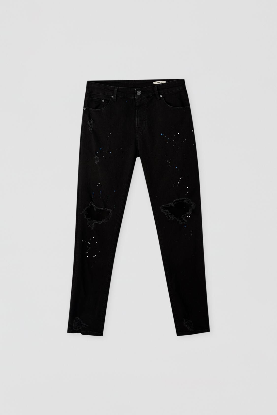 Verbazingwekkend Black skinny jeans with rips and paint splatter - PULL&BEAR AW-66