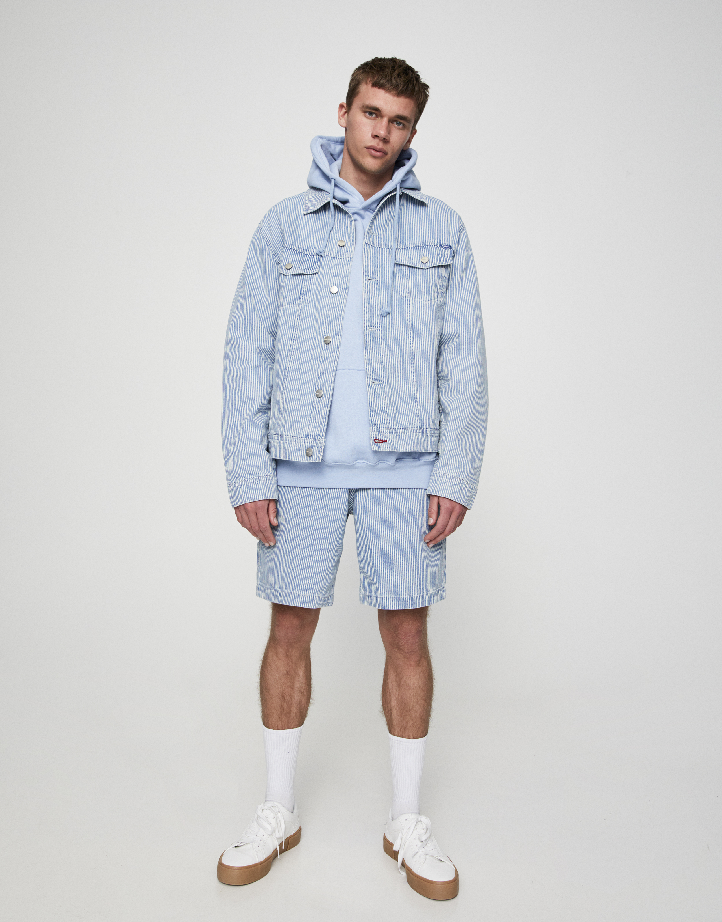 pull and bear striped denim jacket