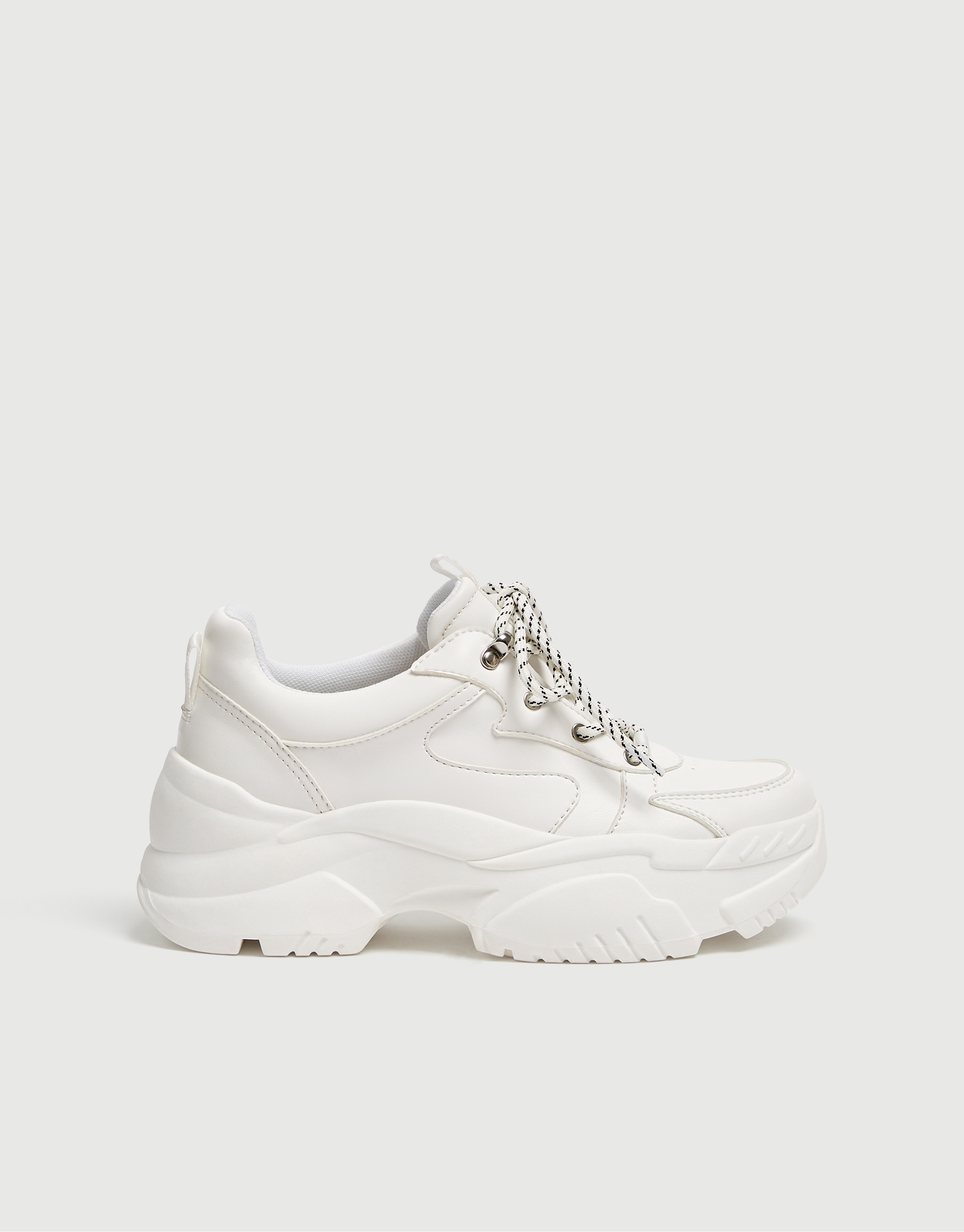 all white platform trainers