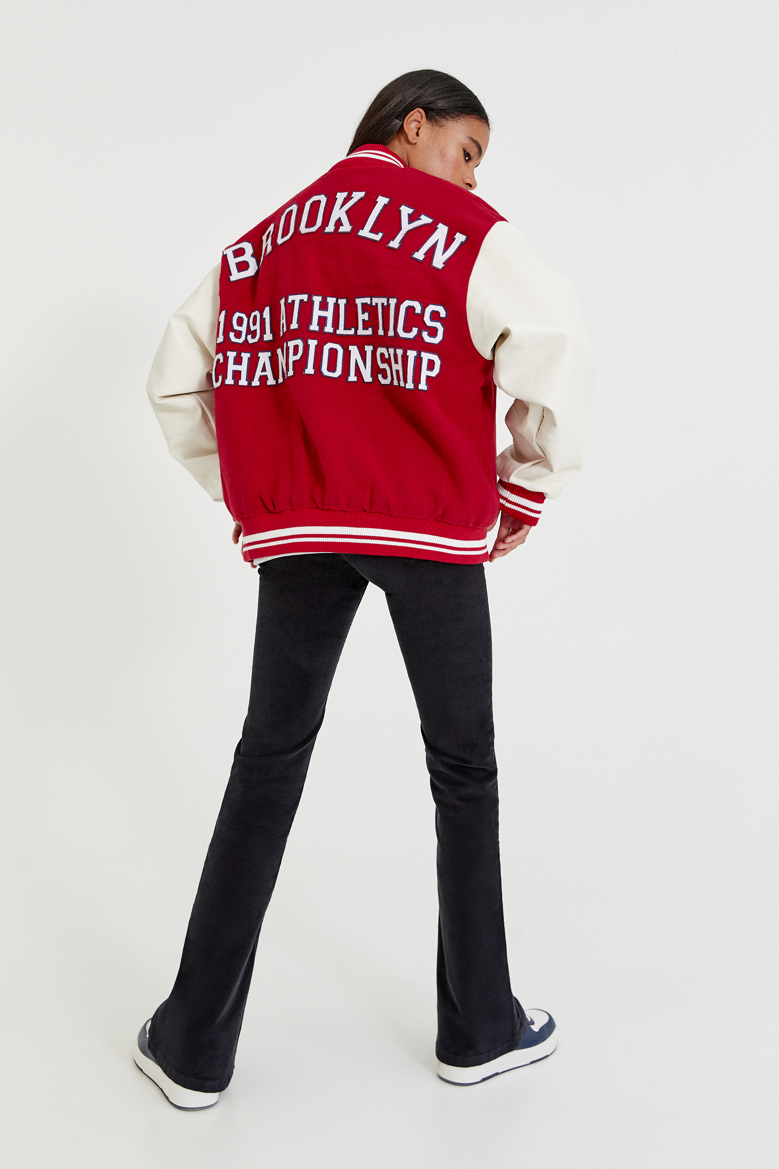 pull and bear red leather jacket