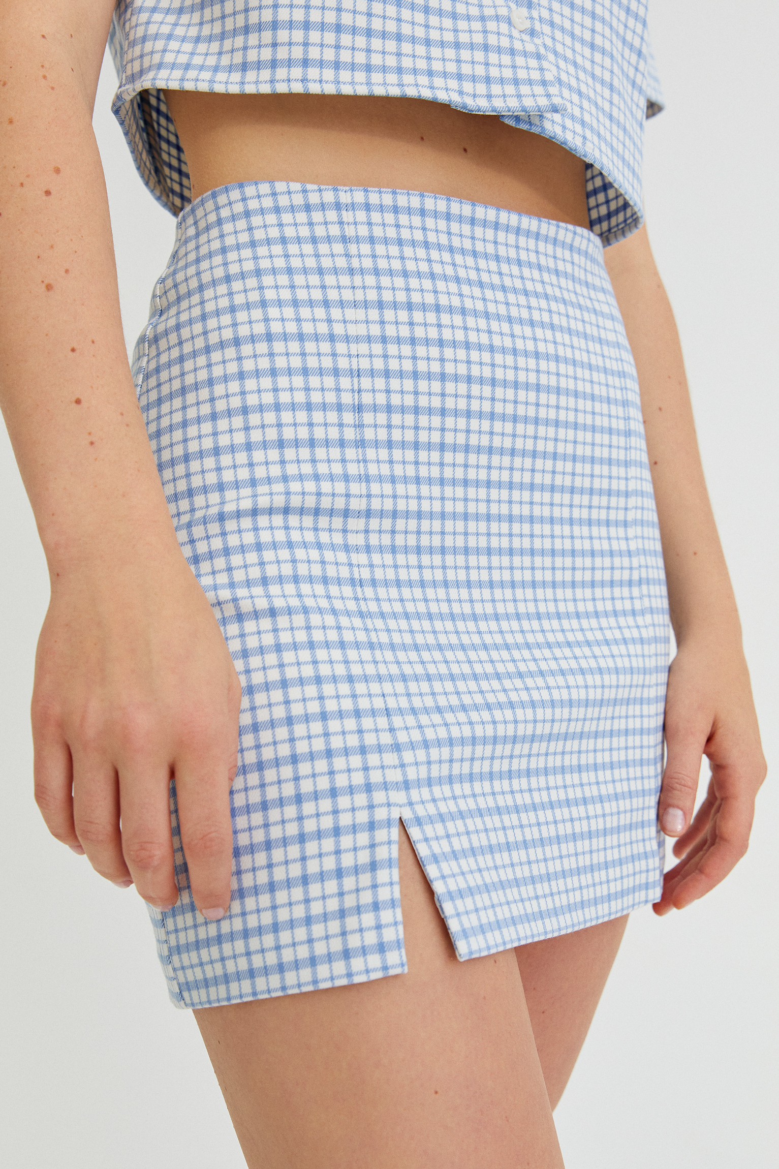 check mini skirt