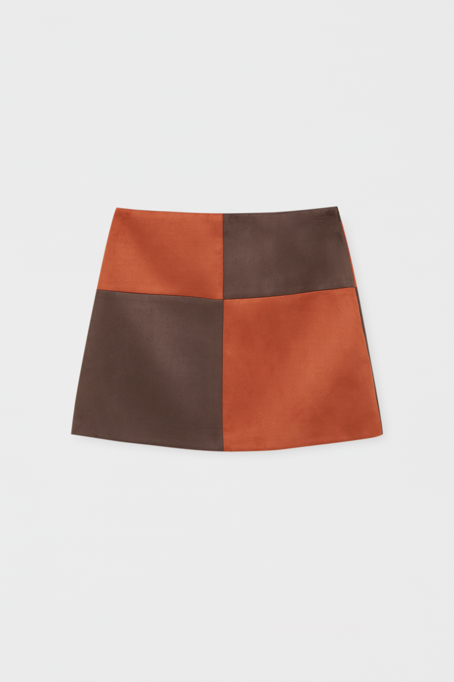 patchwork suede mini skirt
