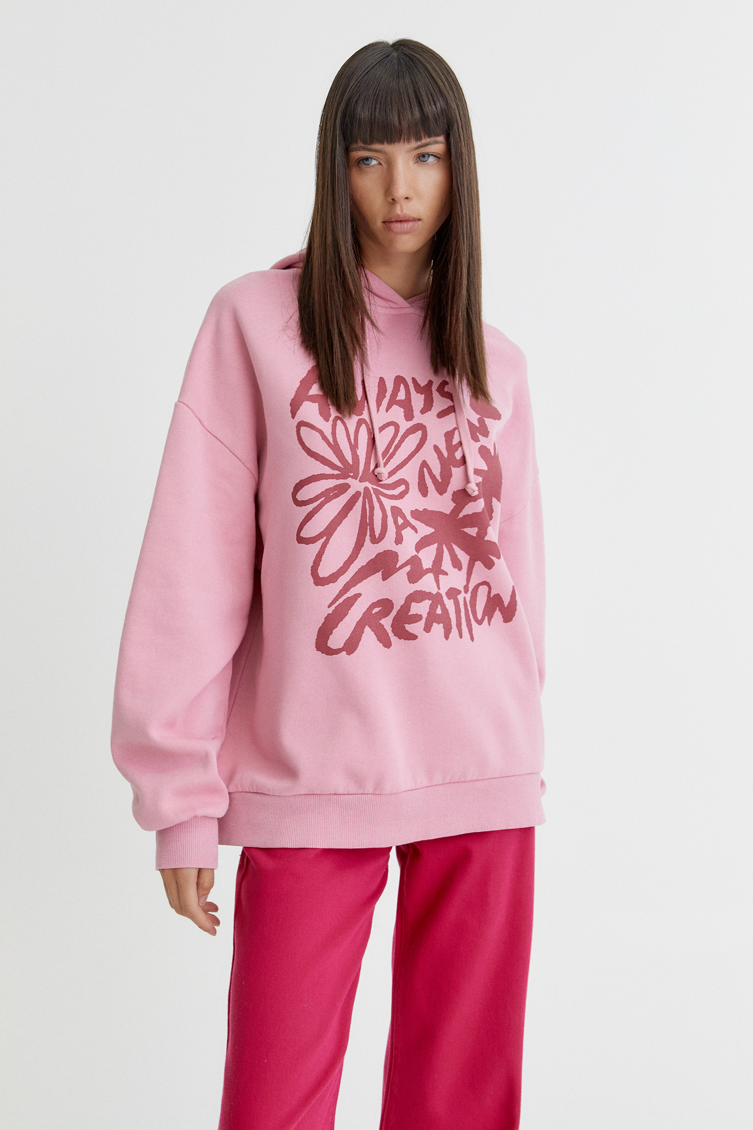 pull and bear pink sweatshirt