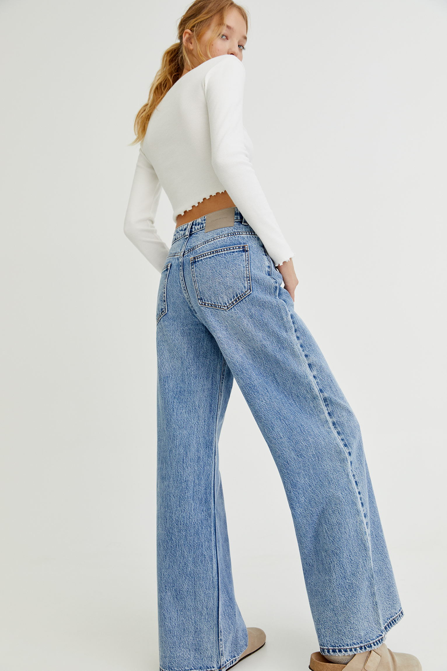 flare leg pull on jeans