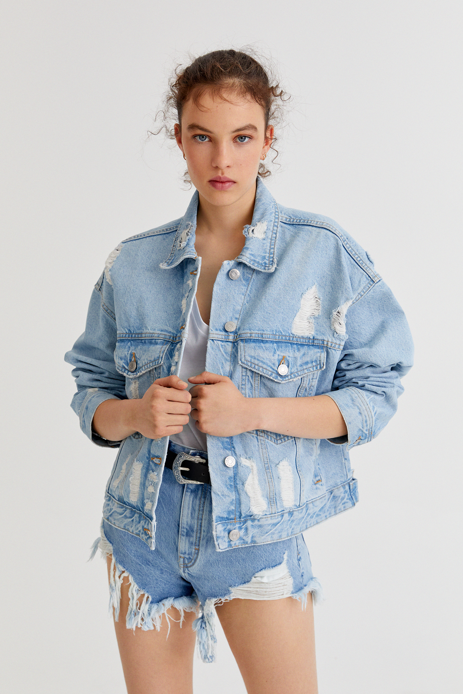 oversized denim jacket with rips