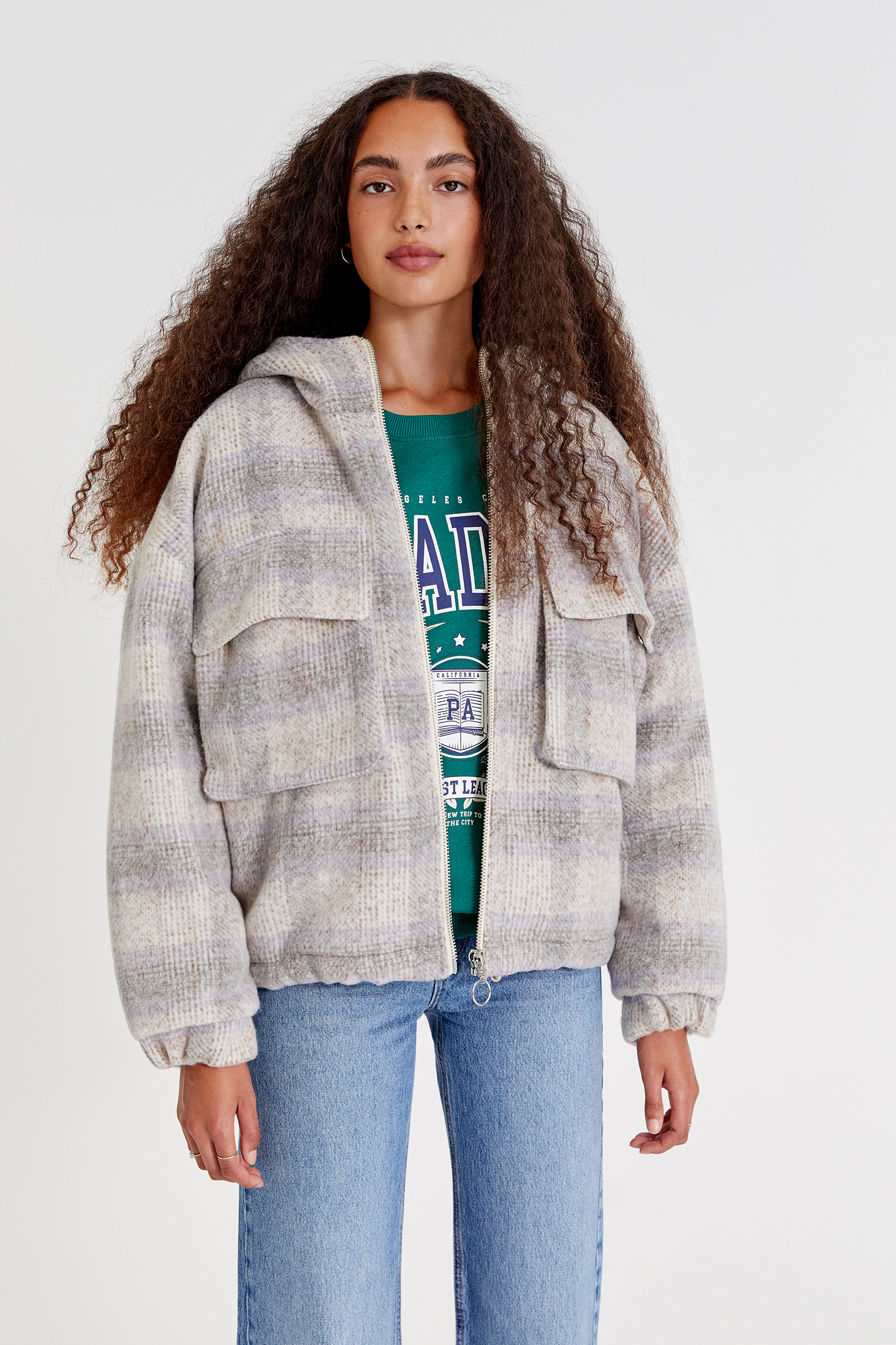 pull and bear fluffy jacket
