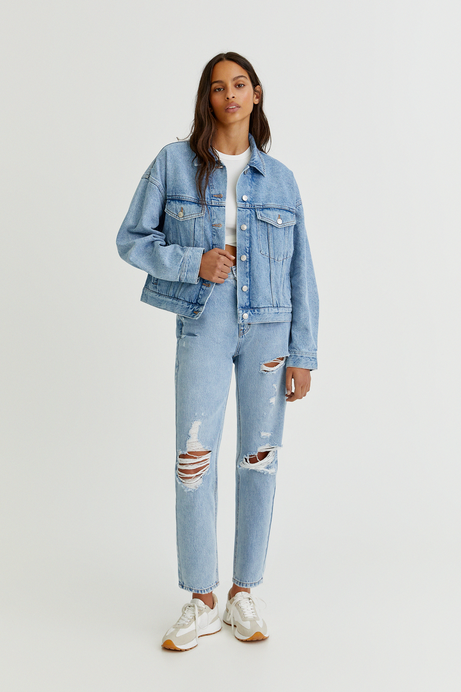 oversized denim jacket pull and bear