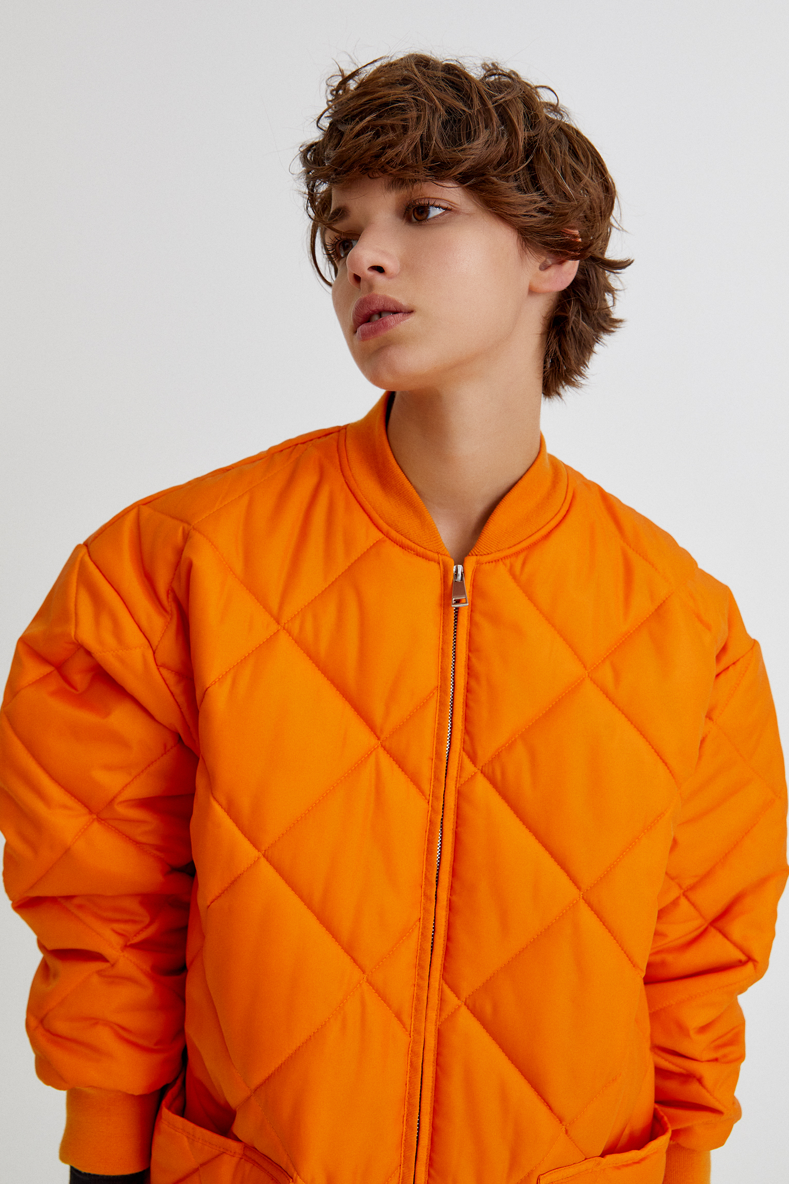 oversized orange jacket