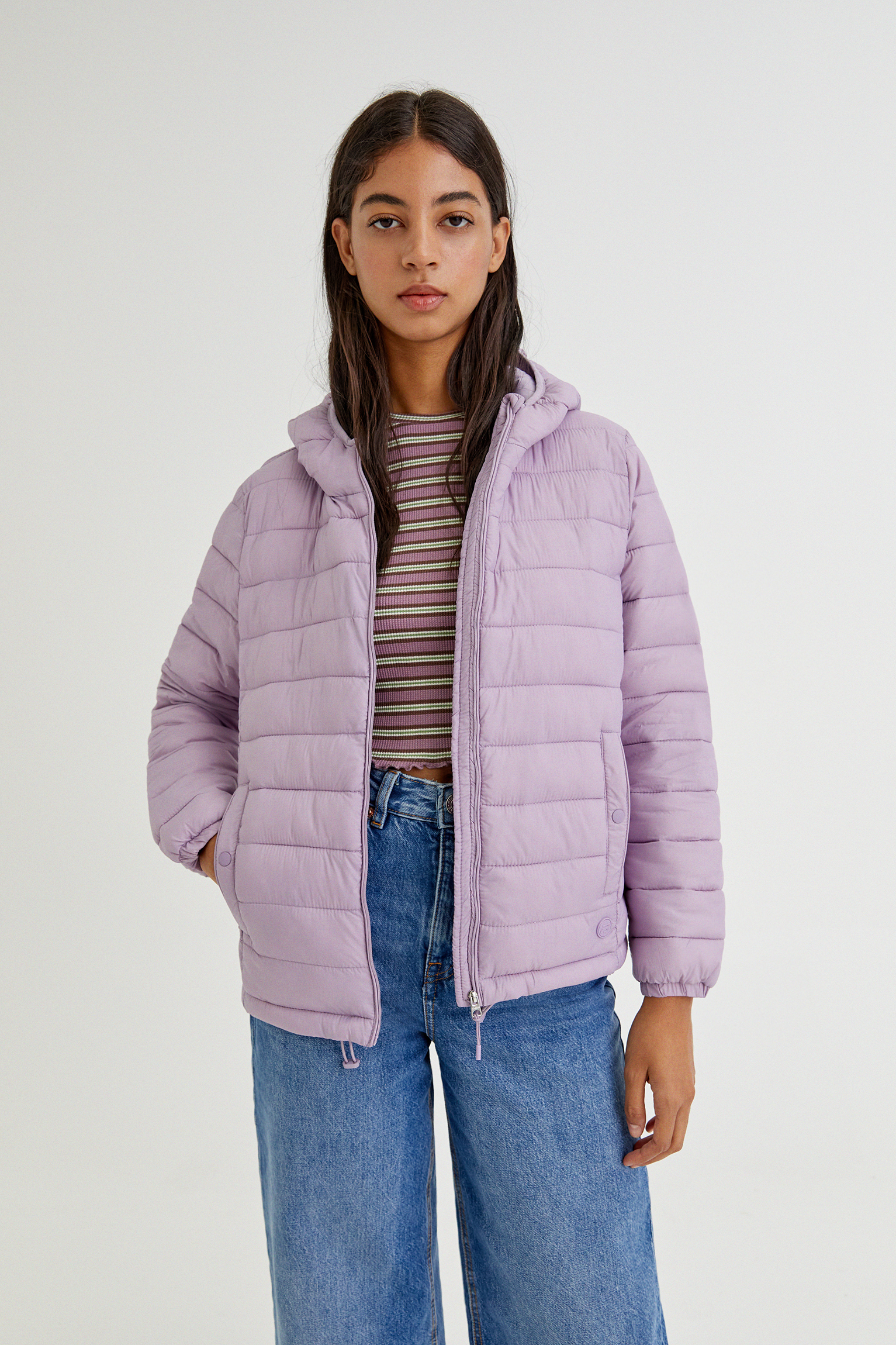 pull and bear pink puffer jacket
