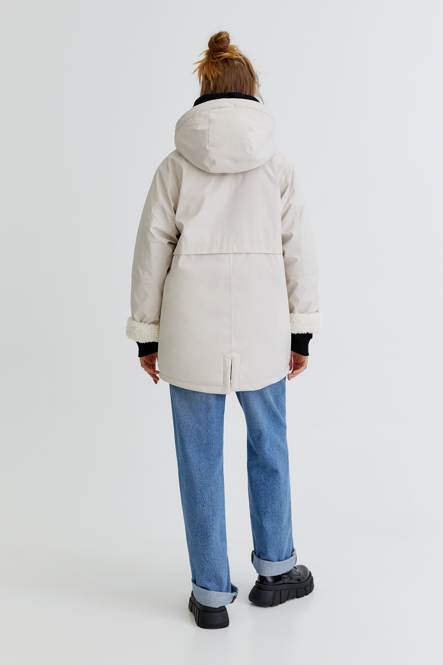 faux fur lined raincoat