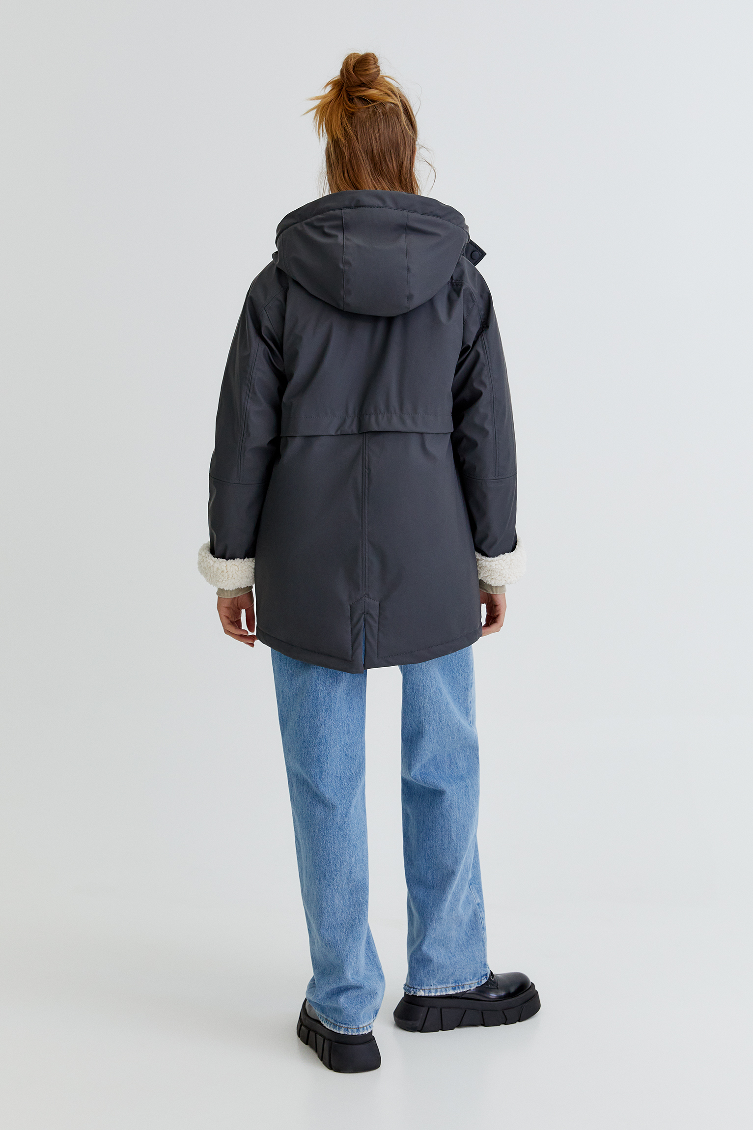 faux fur lined raincoat