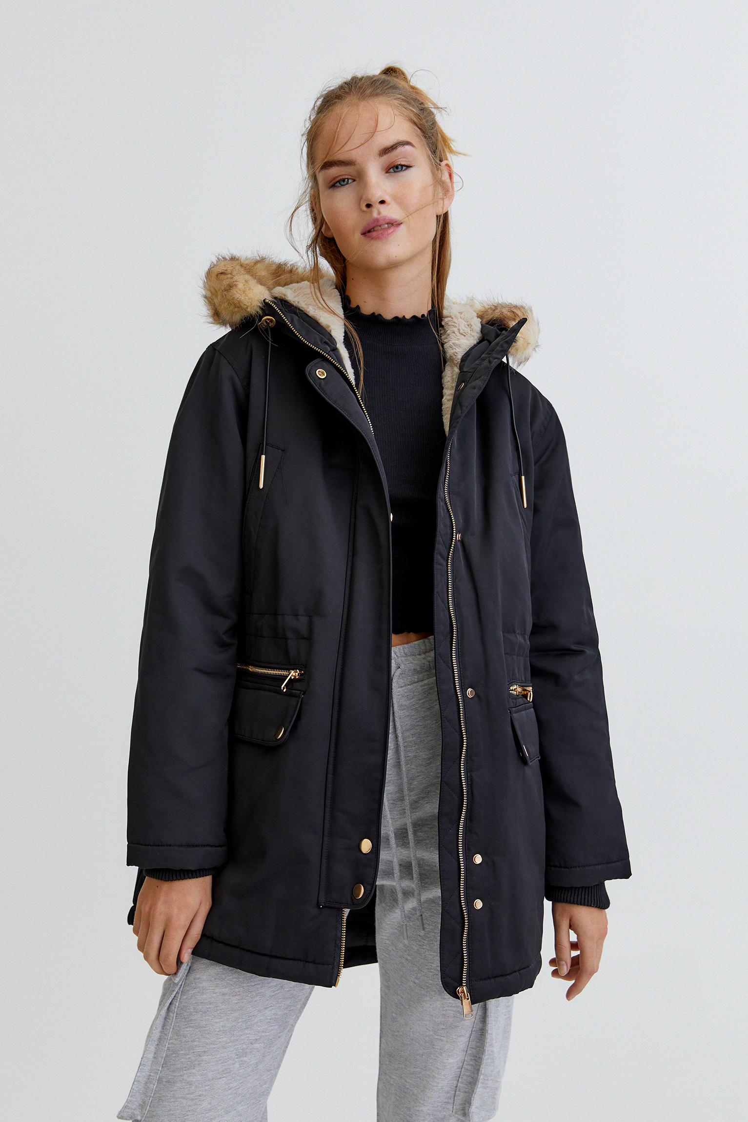 faux fur pull and bear