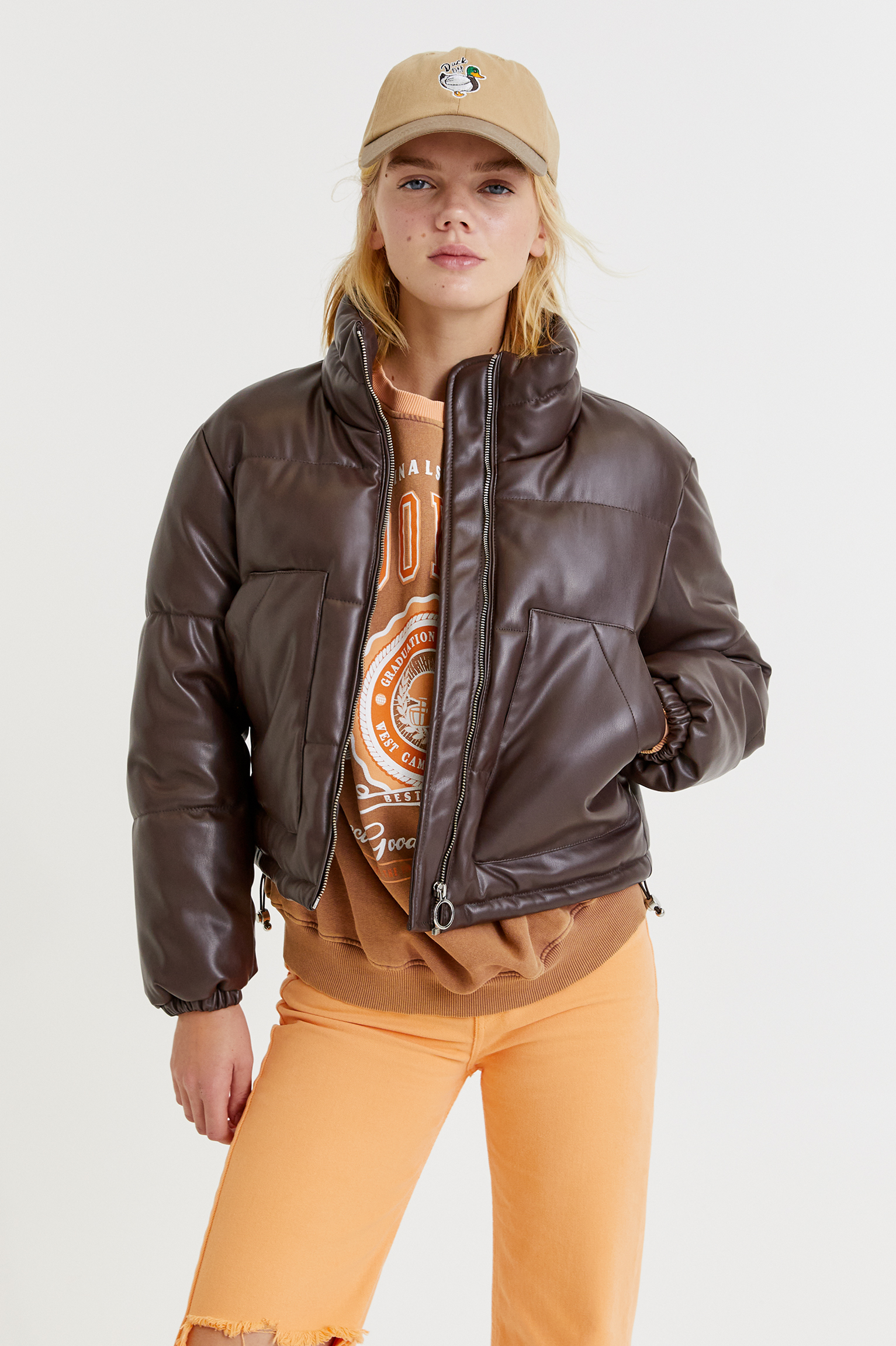 pull and bear faux leather jacket