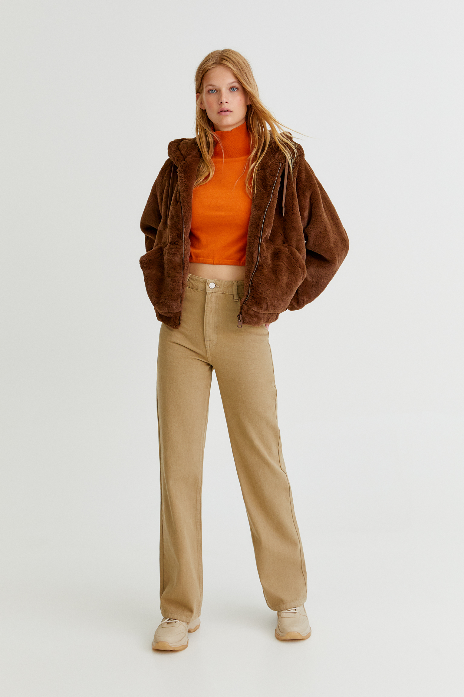 pull and bear fur jacket