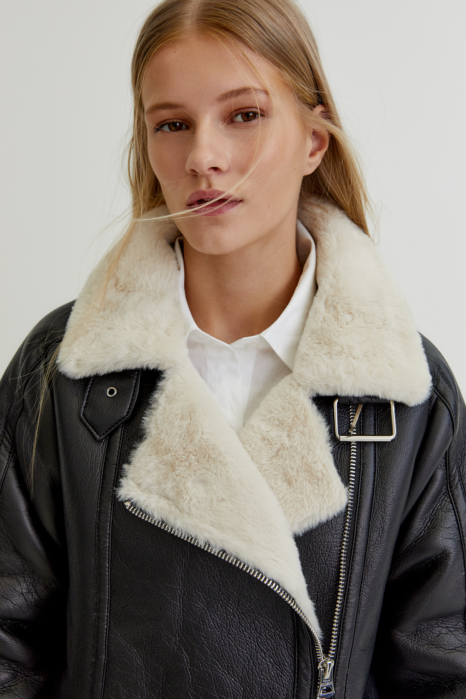 pull and bear faux leather jacket