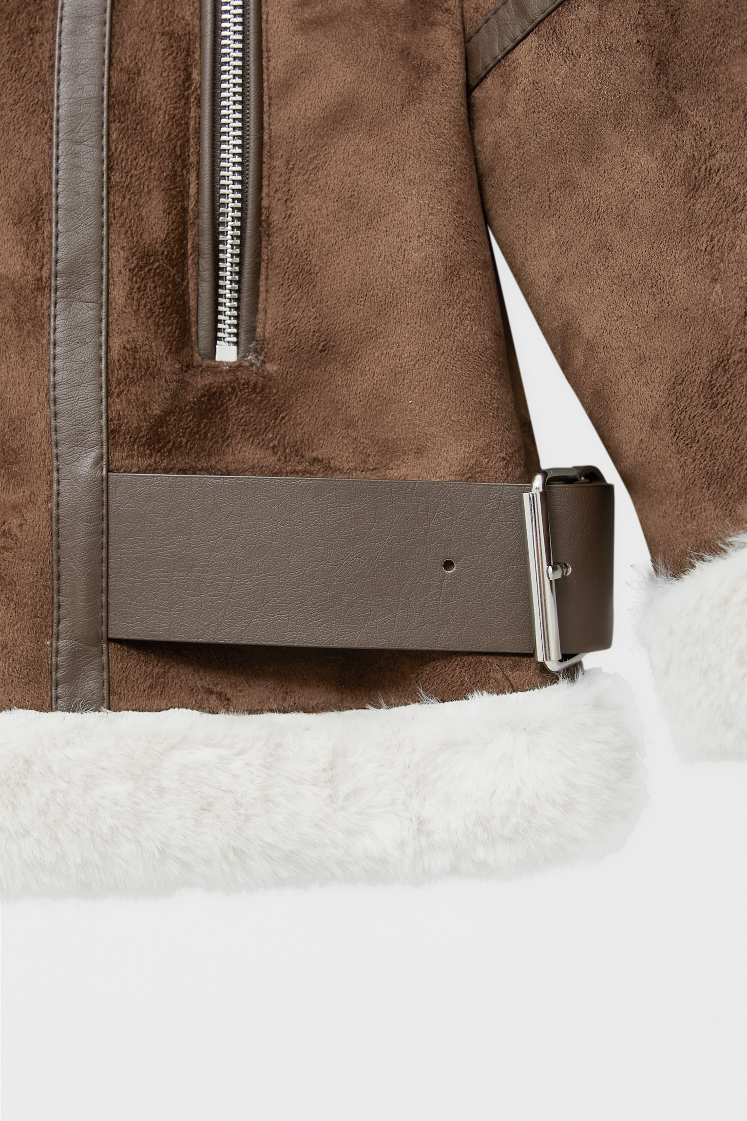 contrasting faux suede jacket