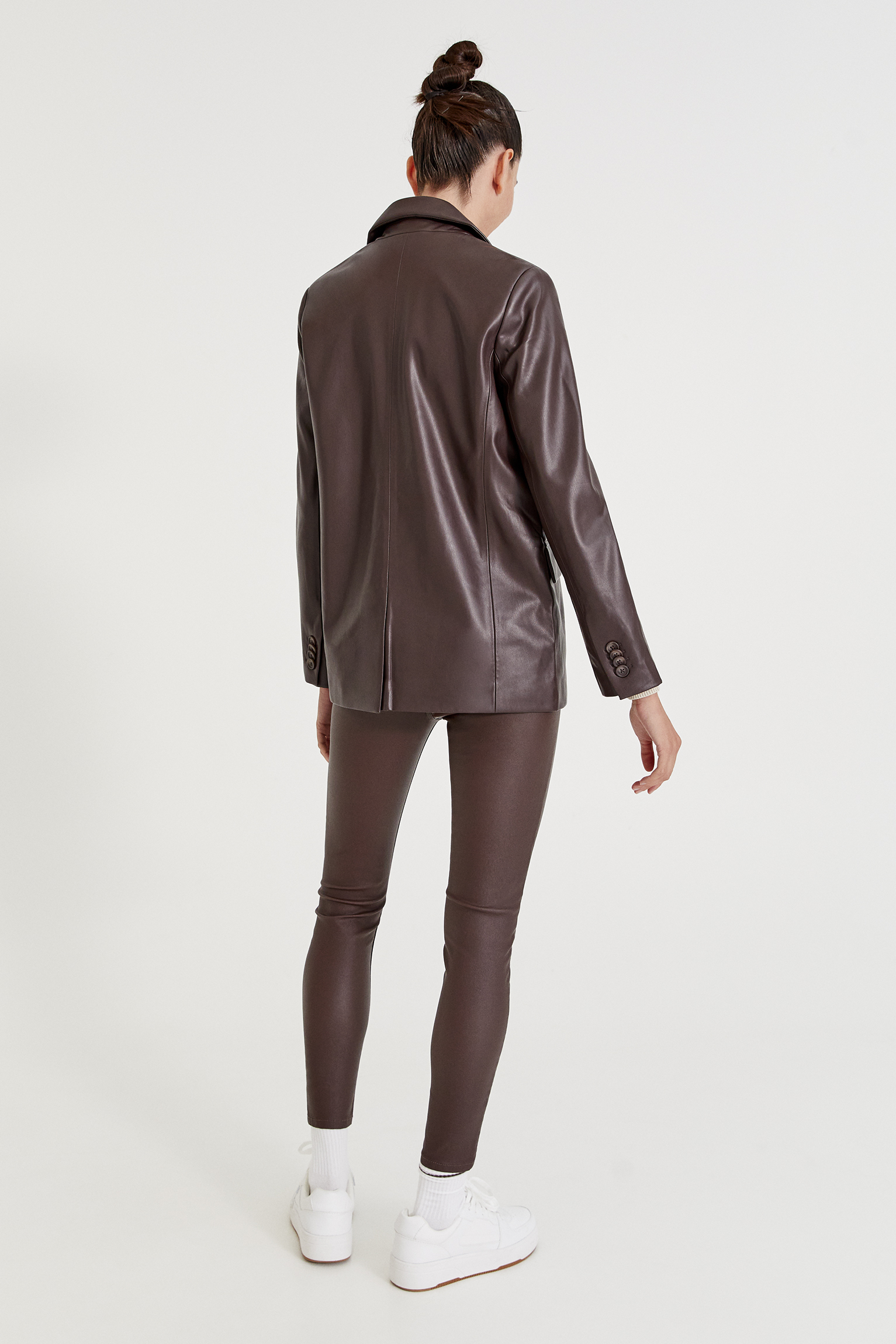 pull and bear faux leather jacket
