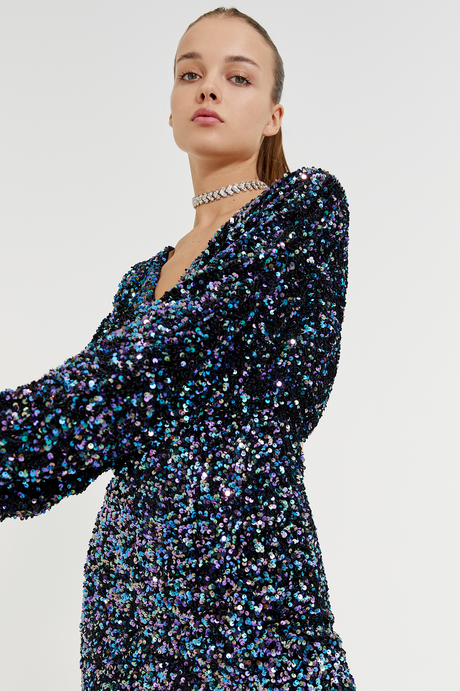 robe paillette pull and bear