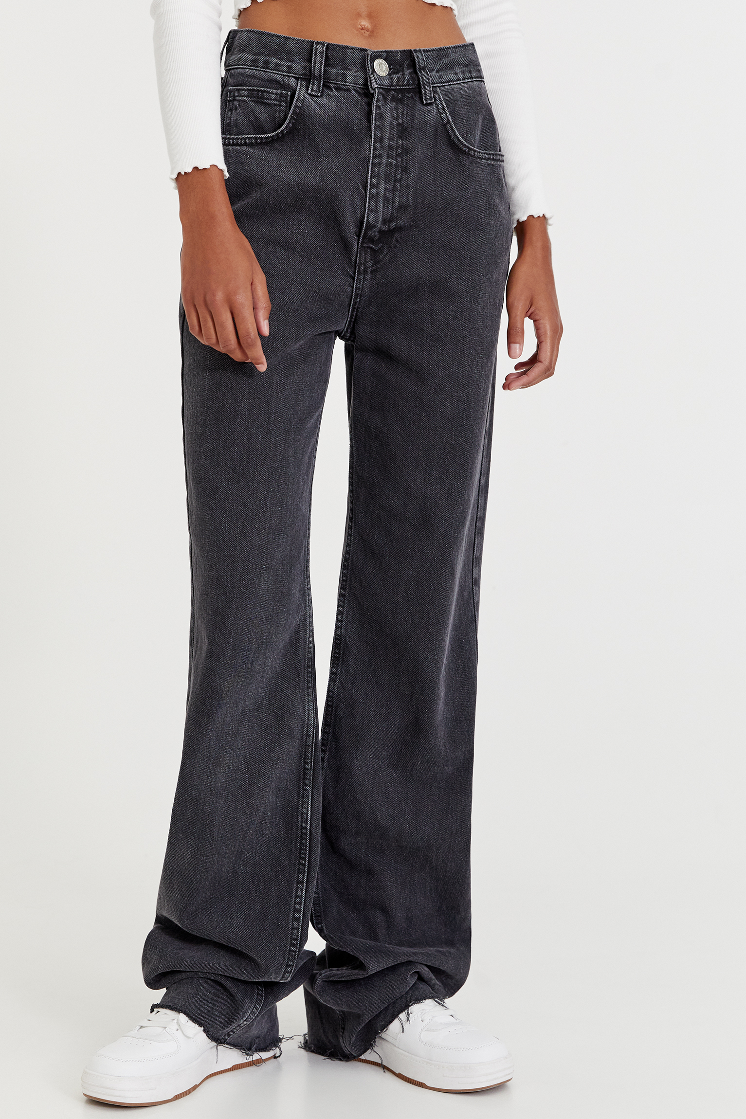 Straight-leg high waist jeans - PULL\u0026BEAR