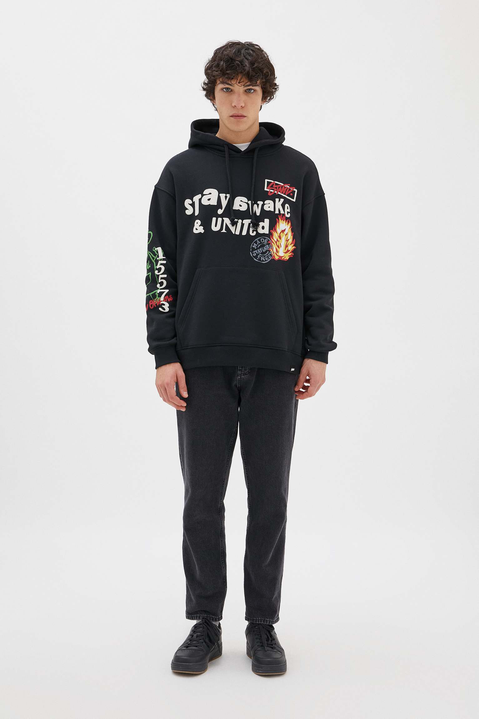 pull and bear hoodie black