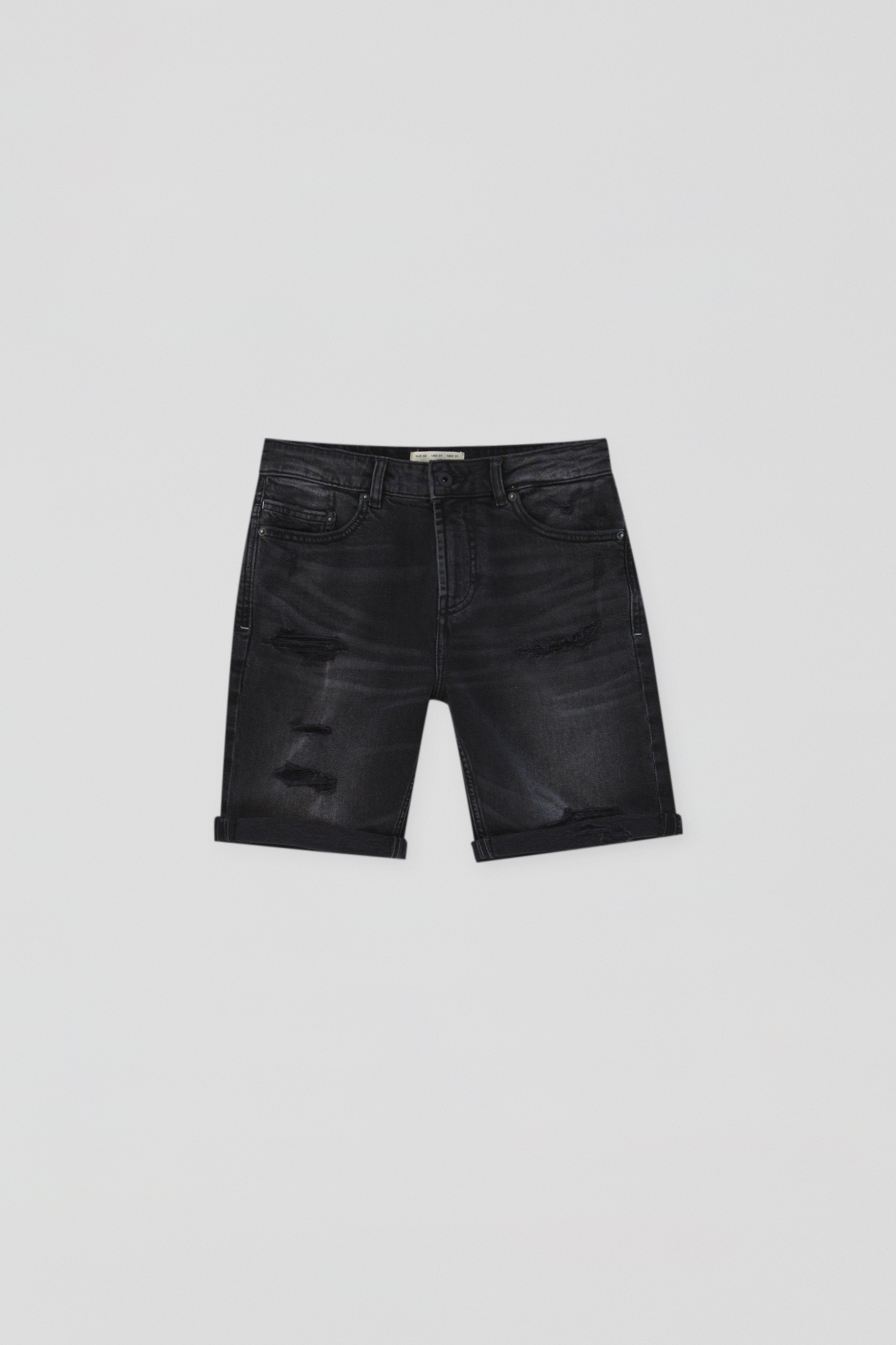 ripped denim bermuda shorts