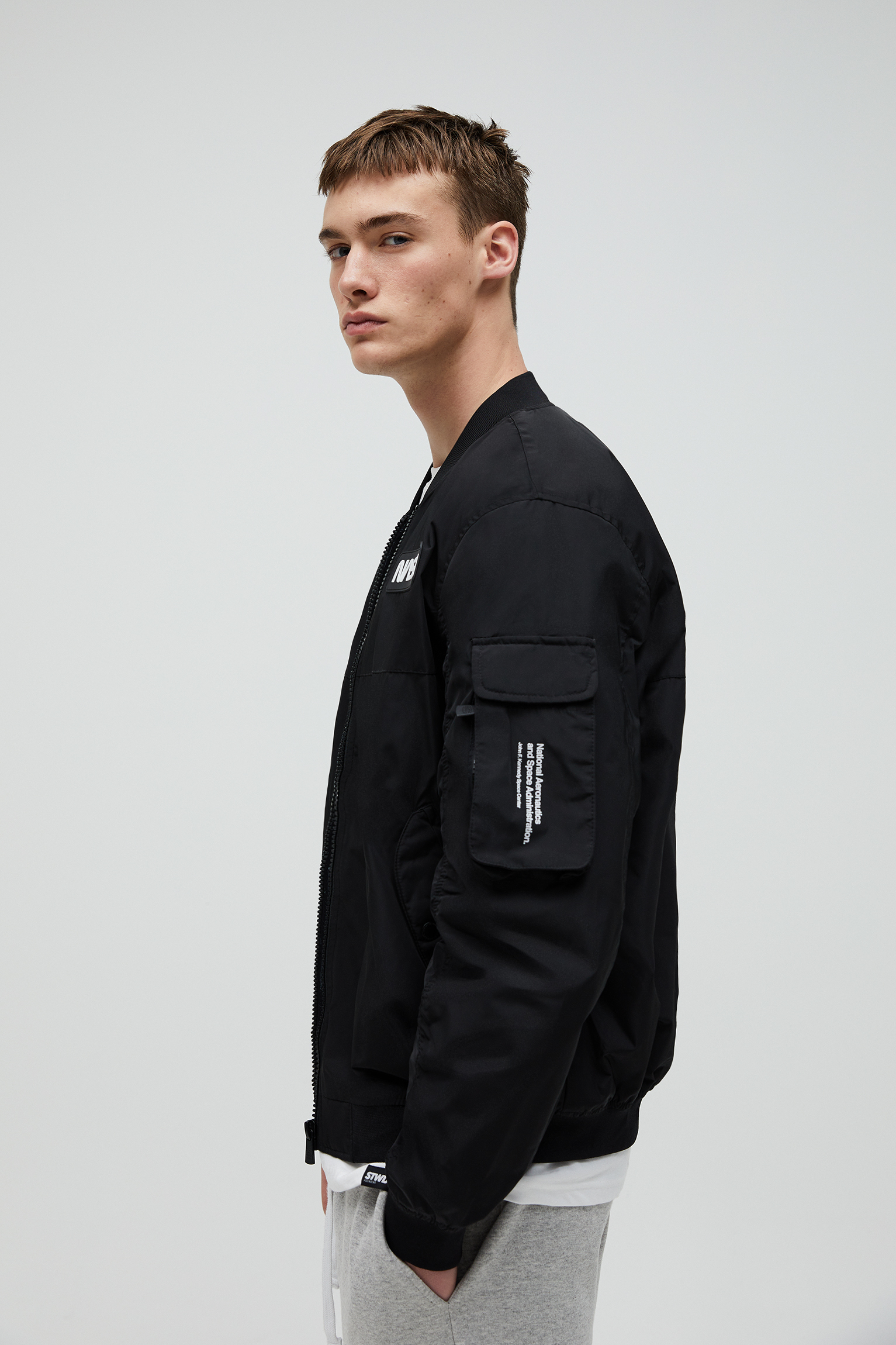 grey nasa bomber jacket