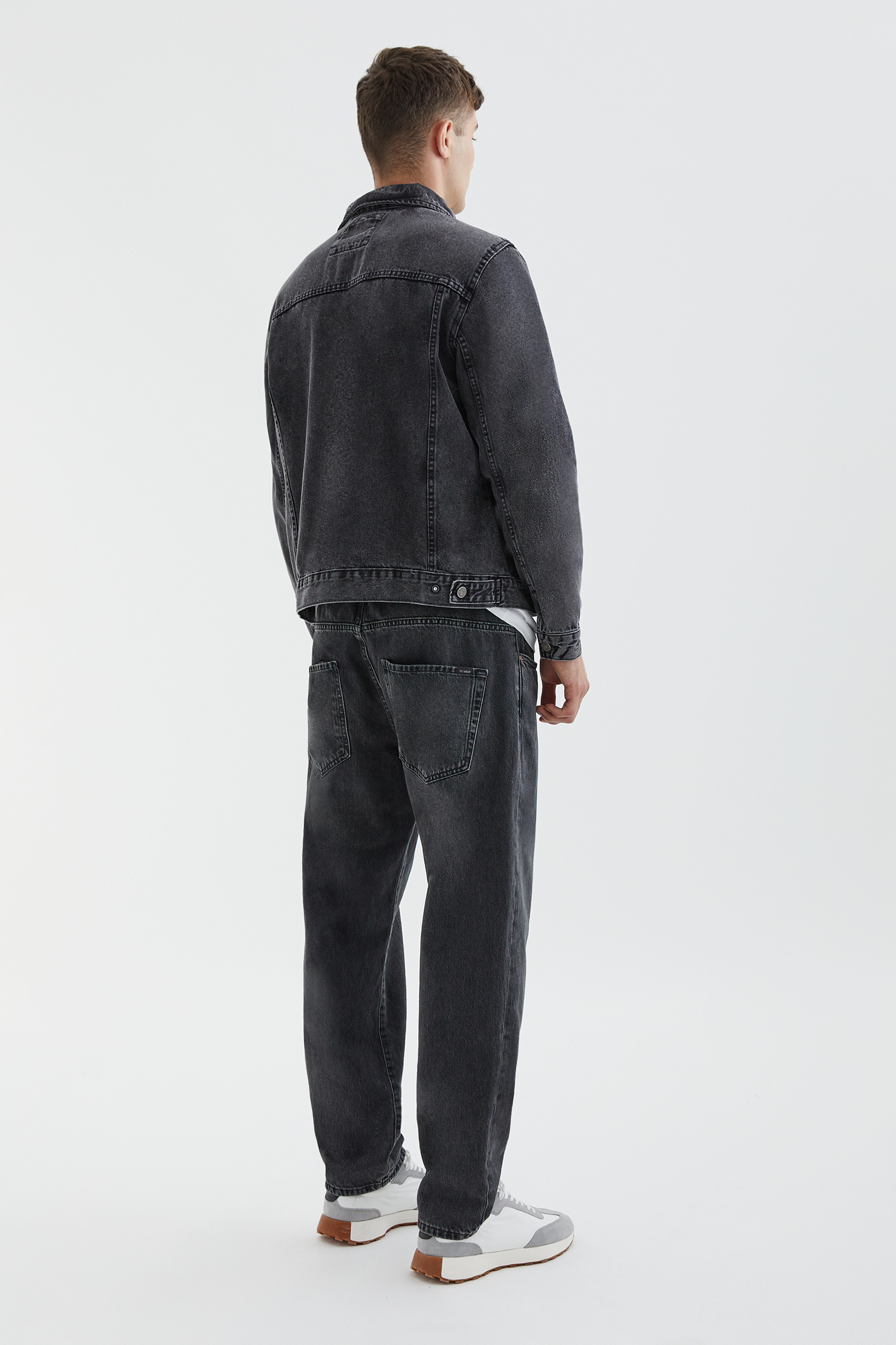 pull and bear long denim jacket