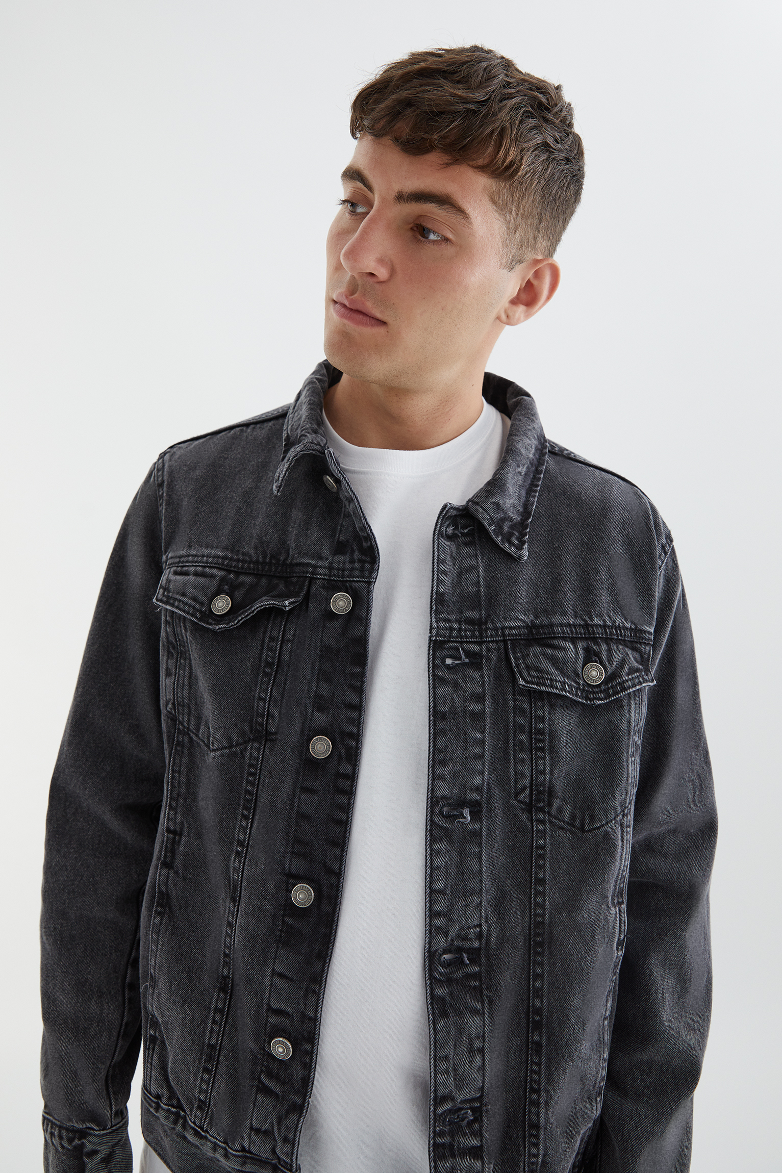 pull&bear denim jacket in black