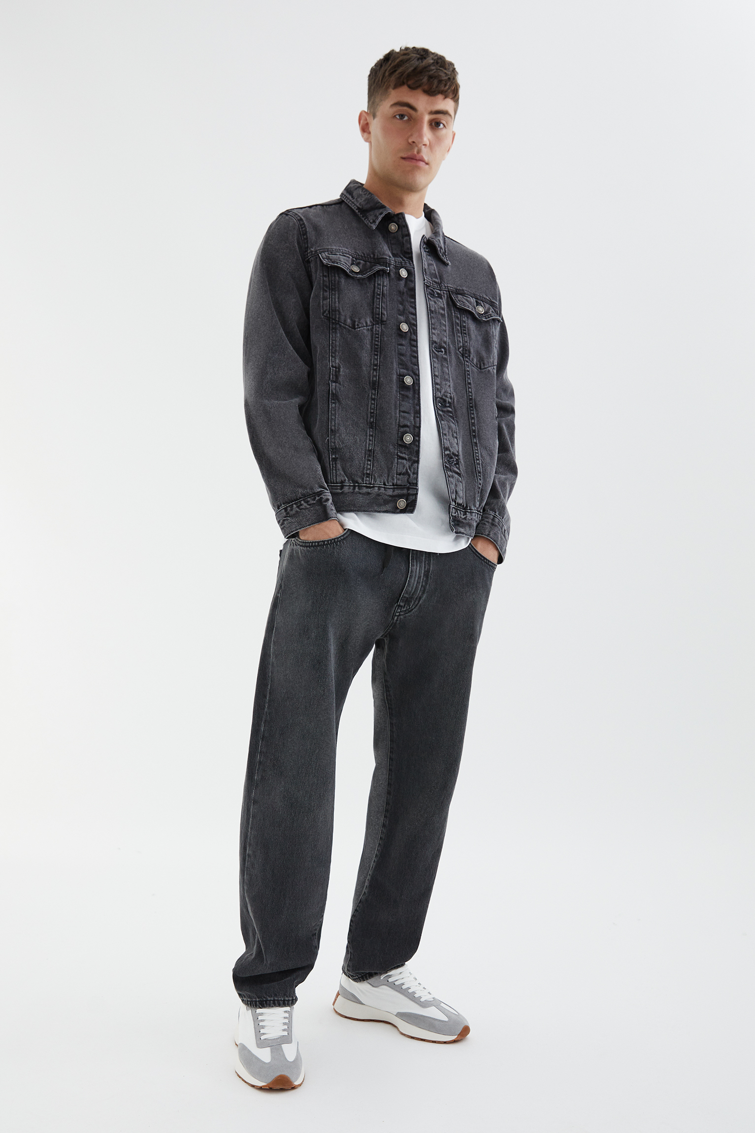 pull&bear denim jacket in black