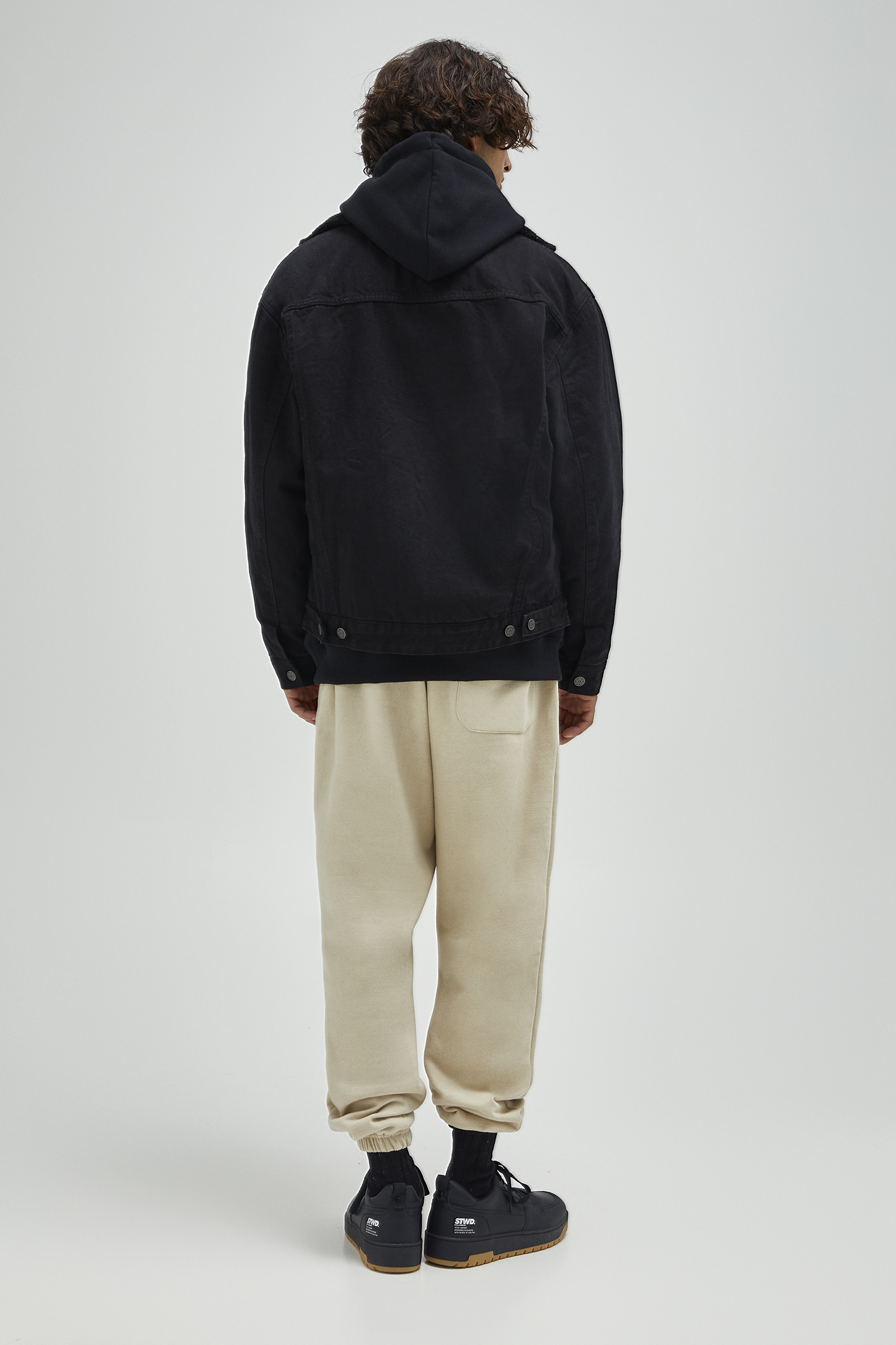 pull and bear long denim jacket