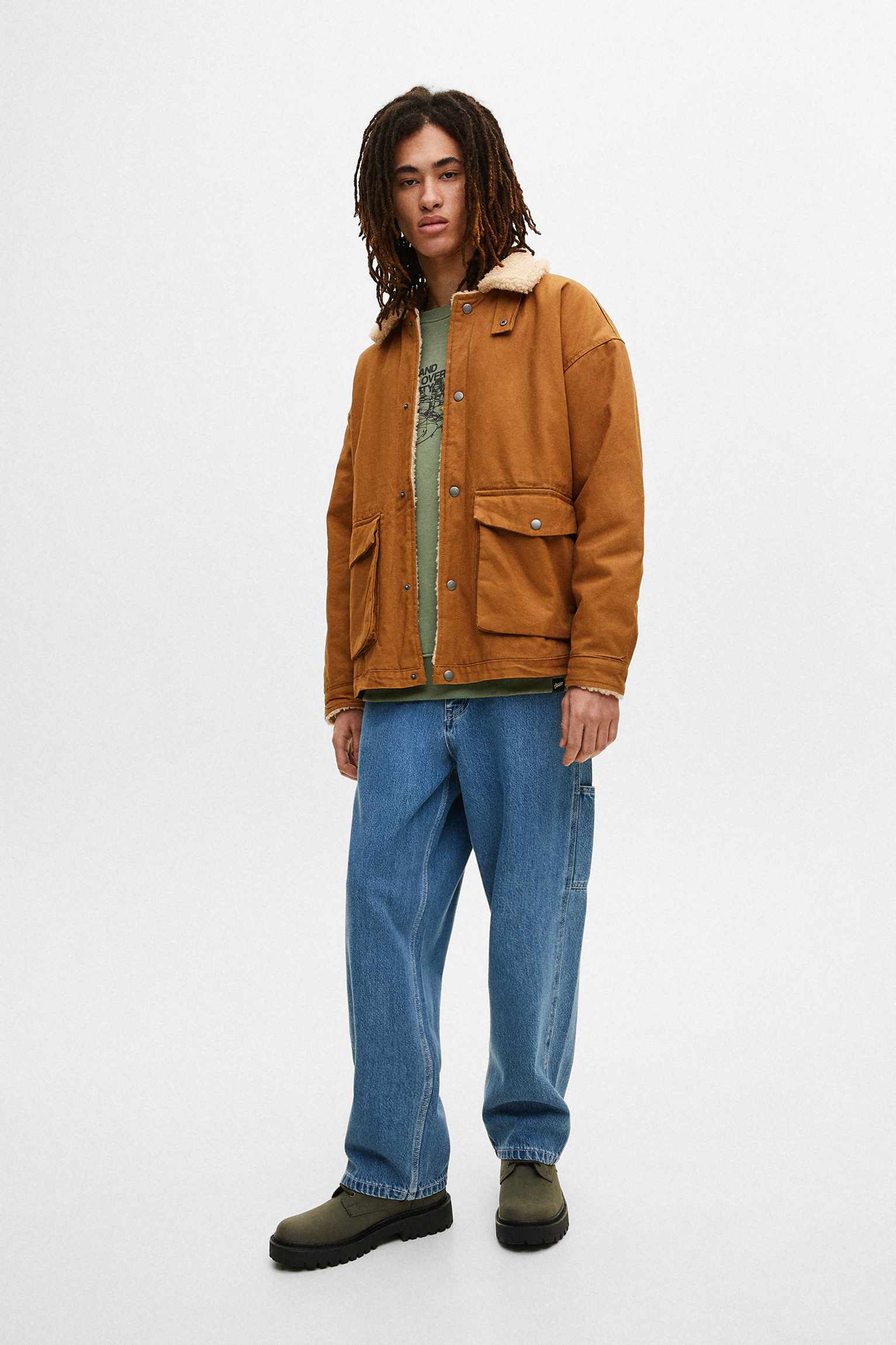monki faux shearling utility jacket