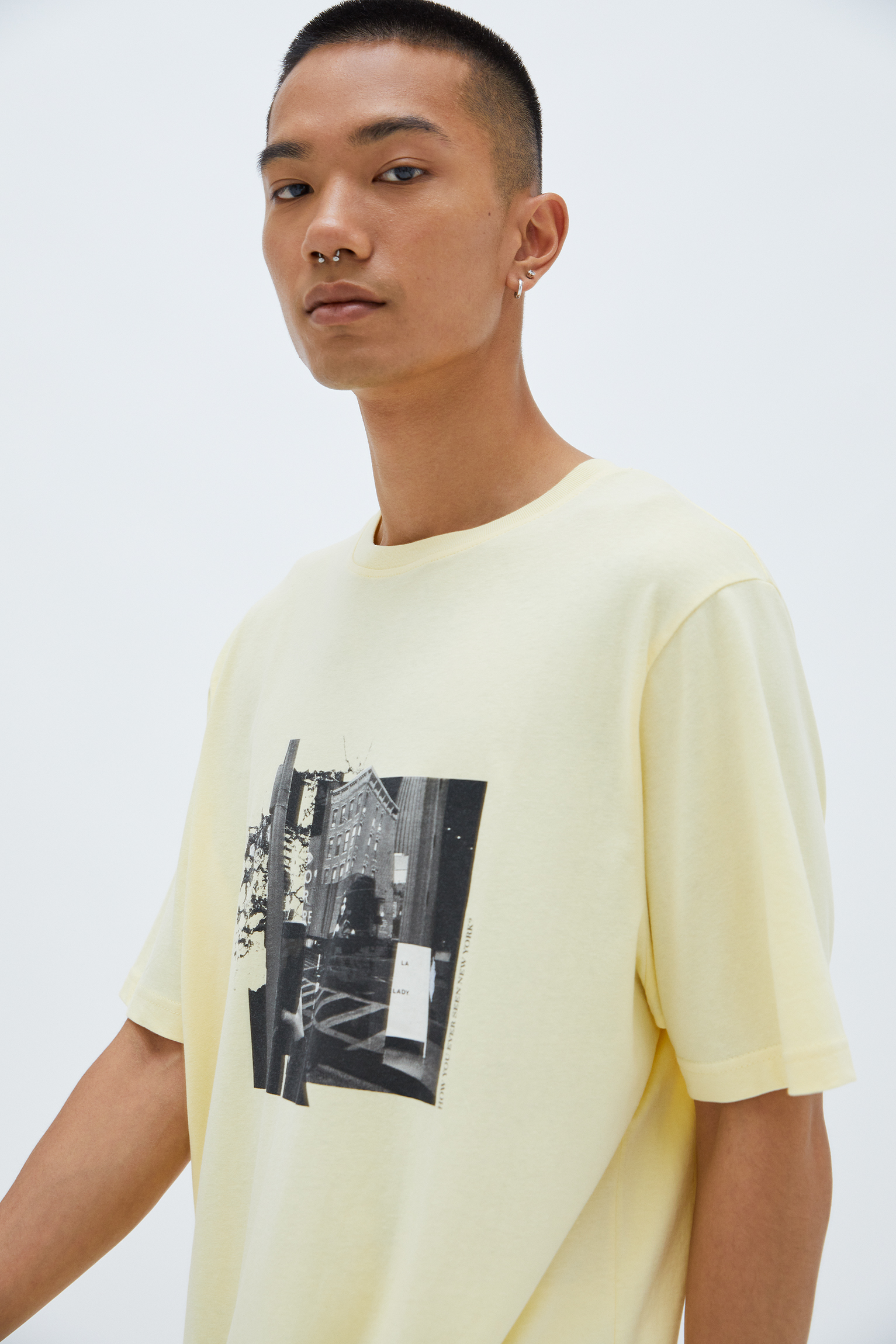 pastel yellow t shirt