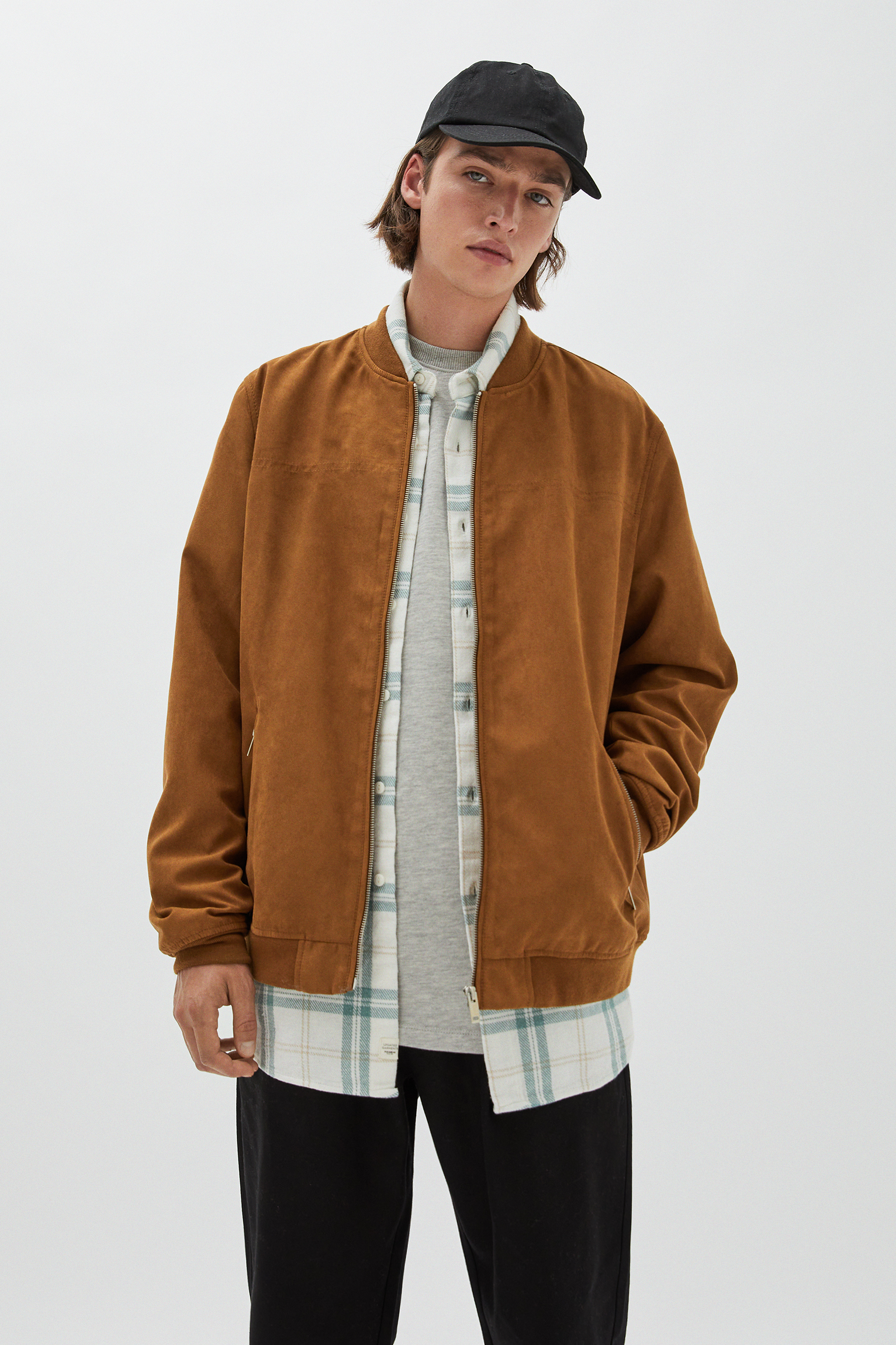 faux suede bomber jacket