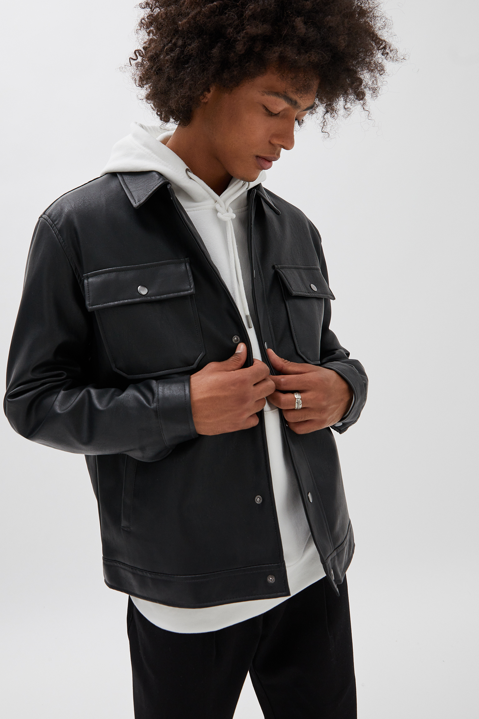 faux leather trucker jacket