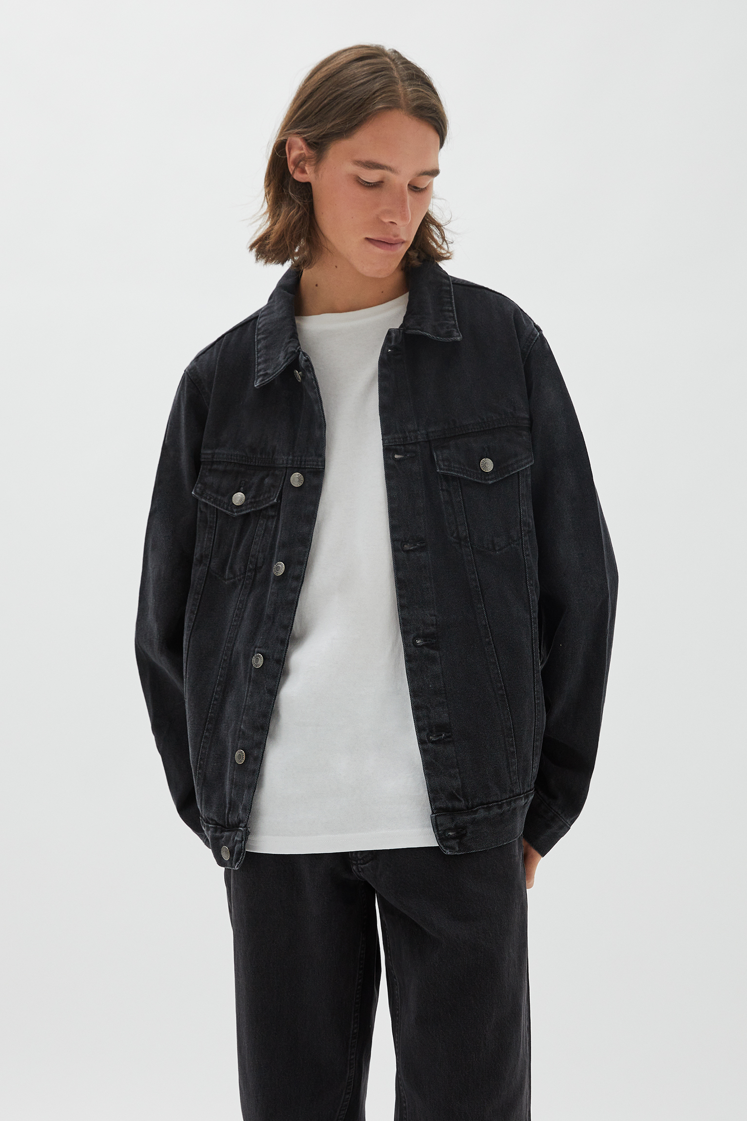 pull&bear black denim jacket