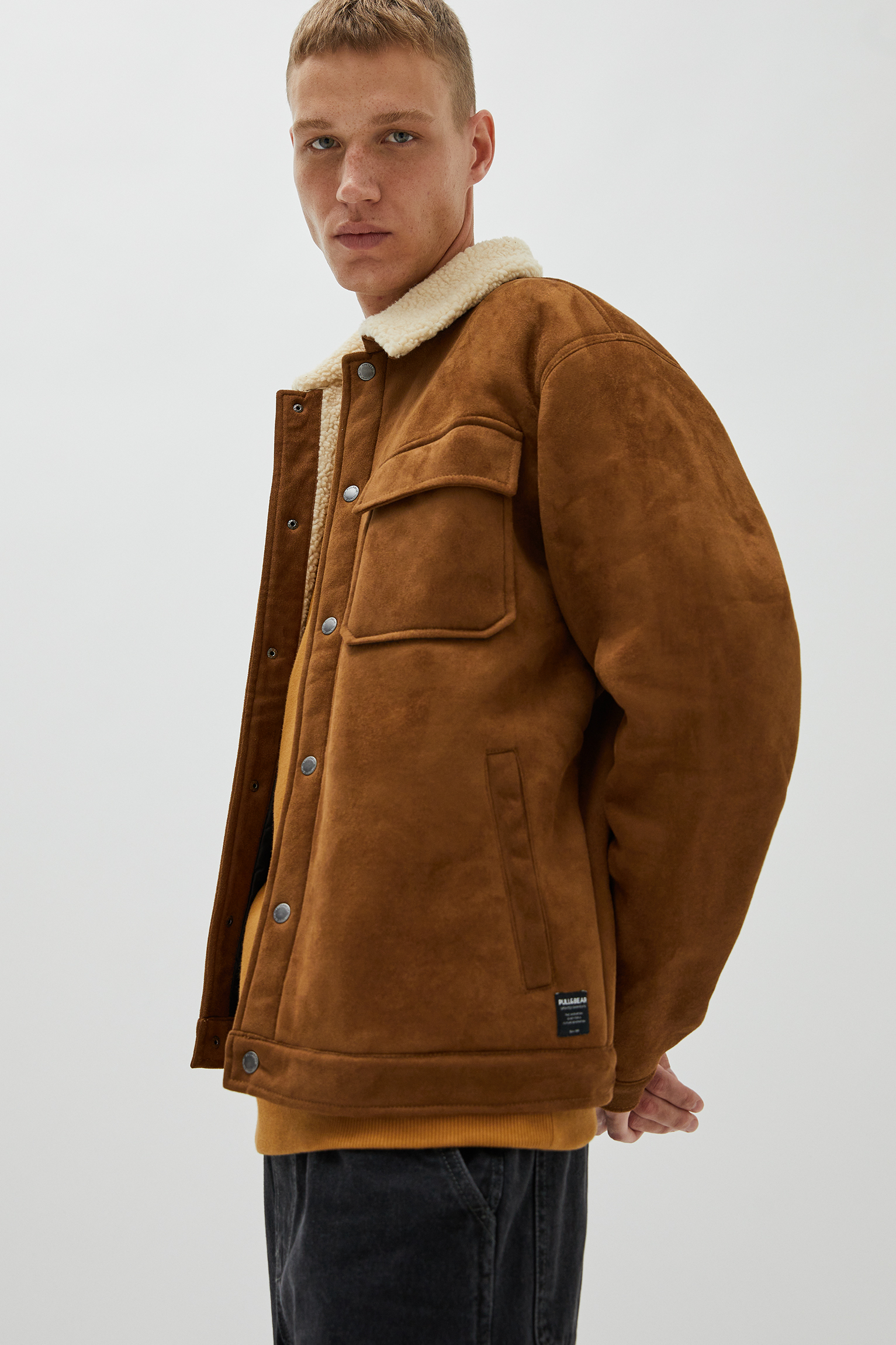 faux suede trucker jacket