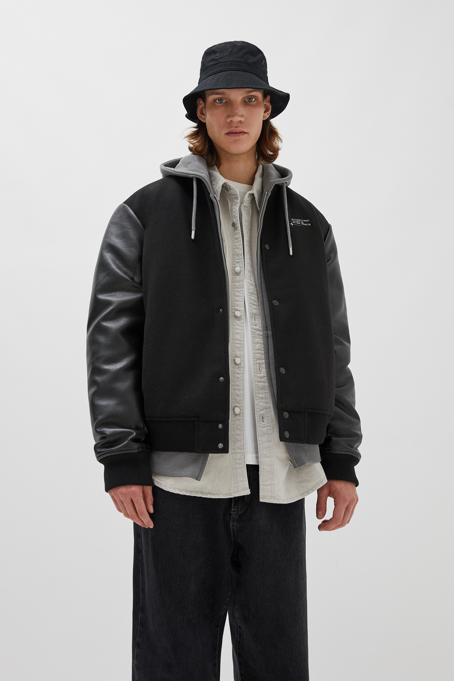 pull&bear bomber jacket in black
