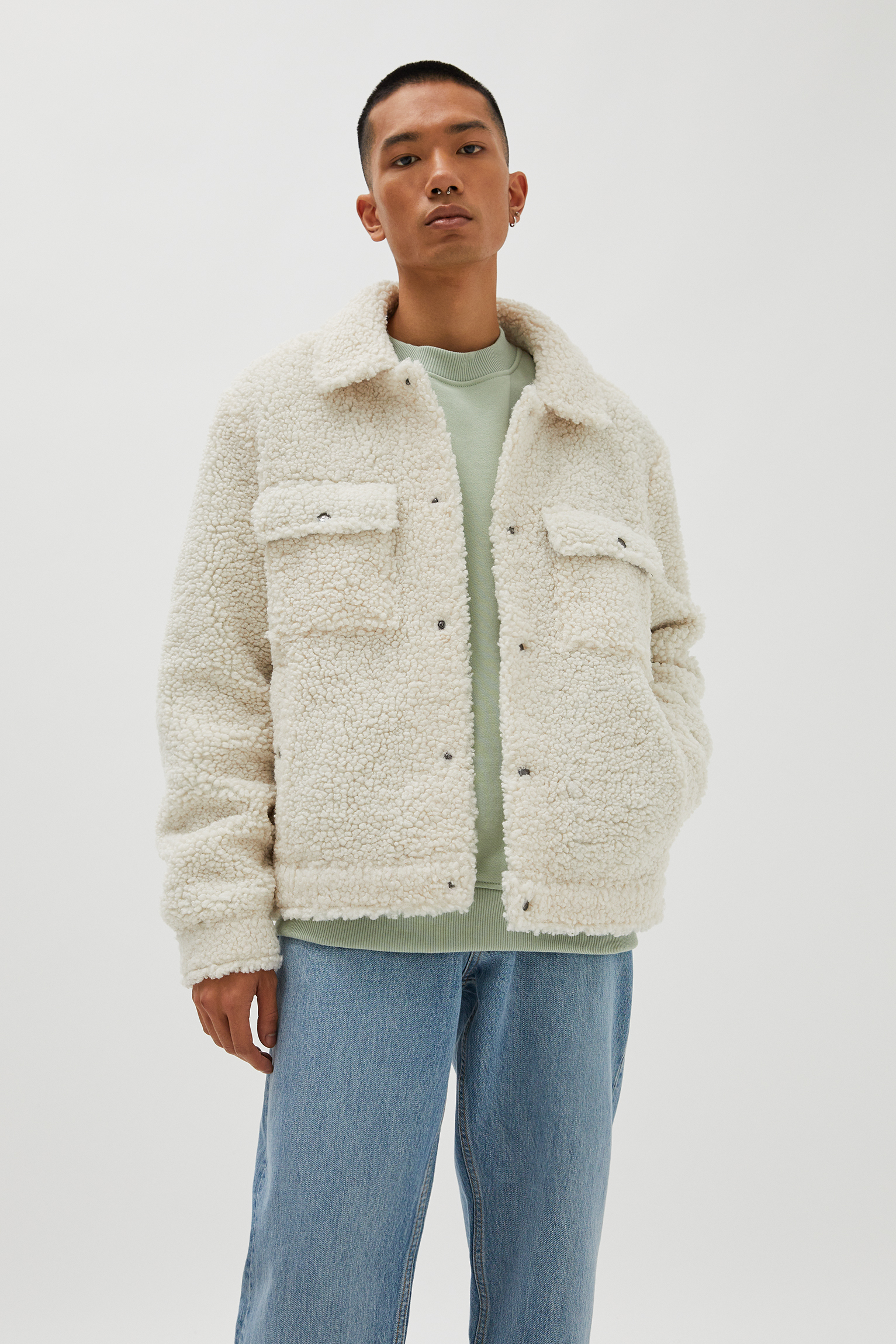 faux shearling trucker jacket