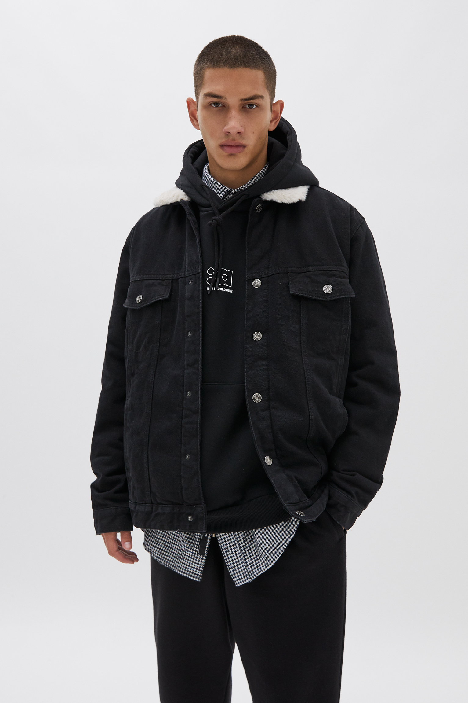 black denim jacket pull and bear