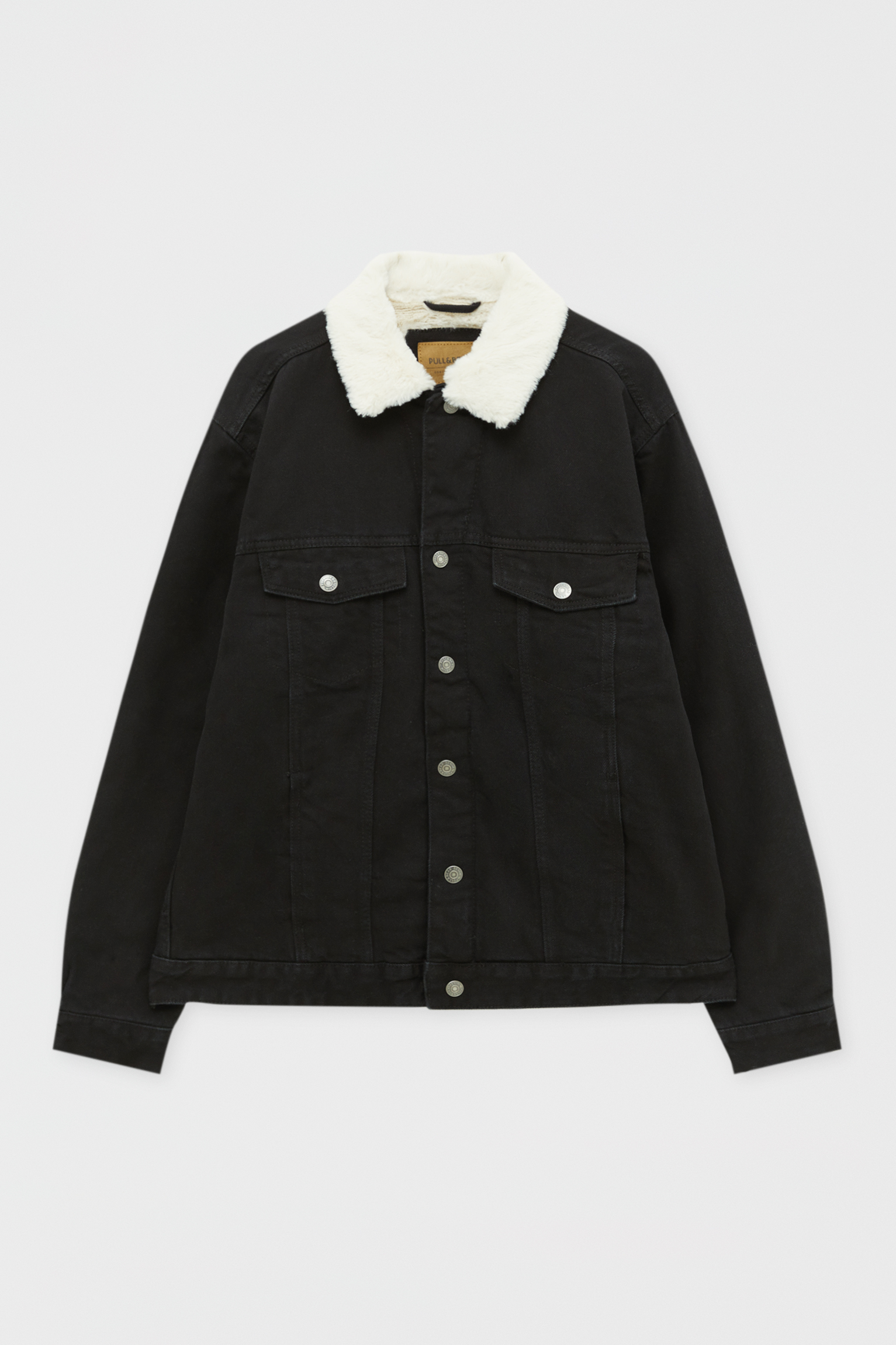 black denim shearling jacket