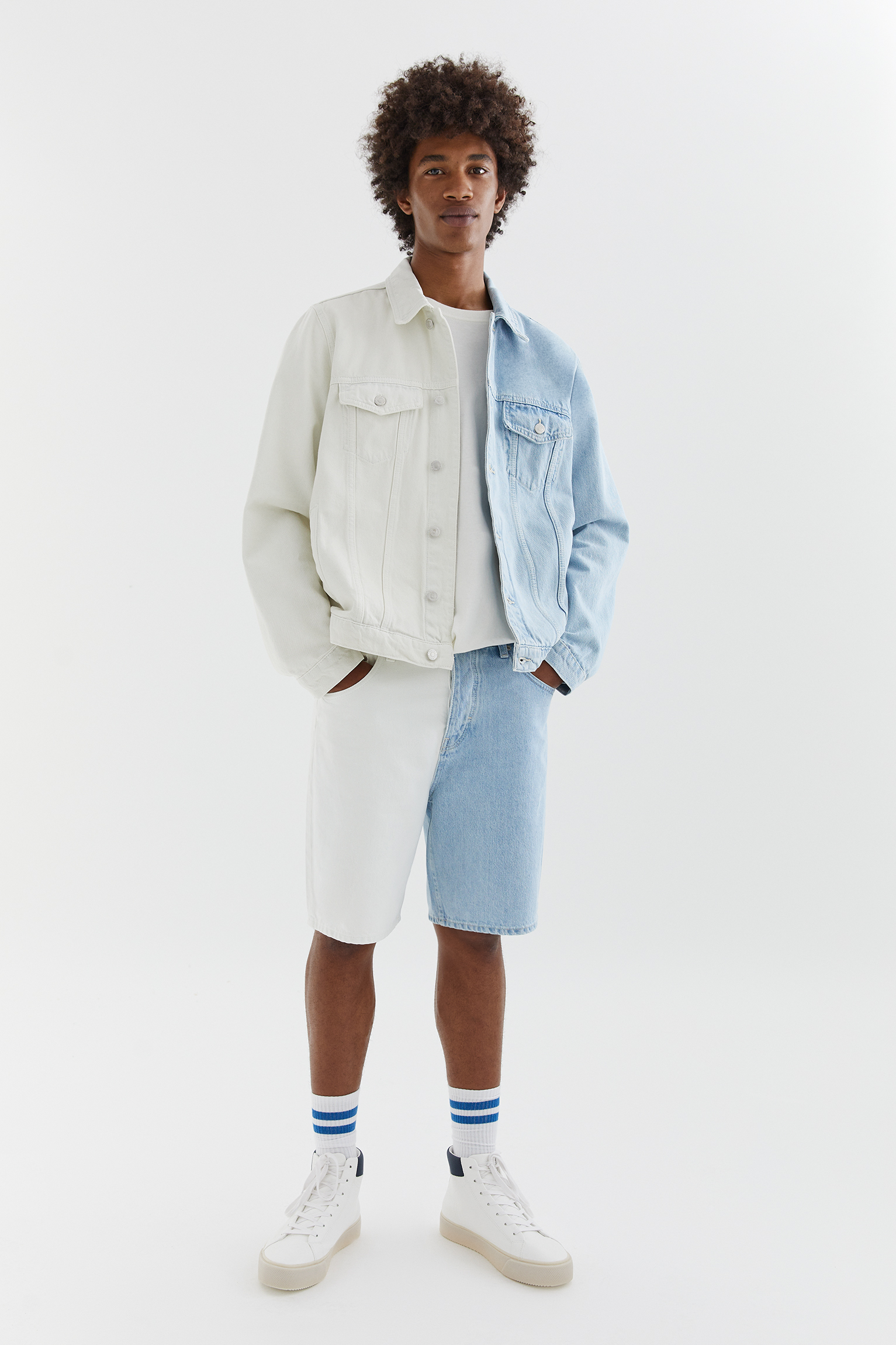 pull and bear long denim jacket