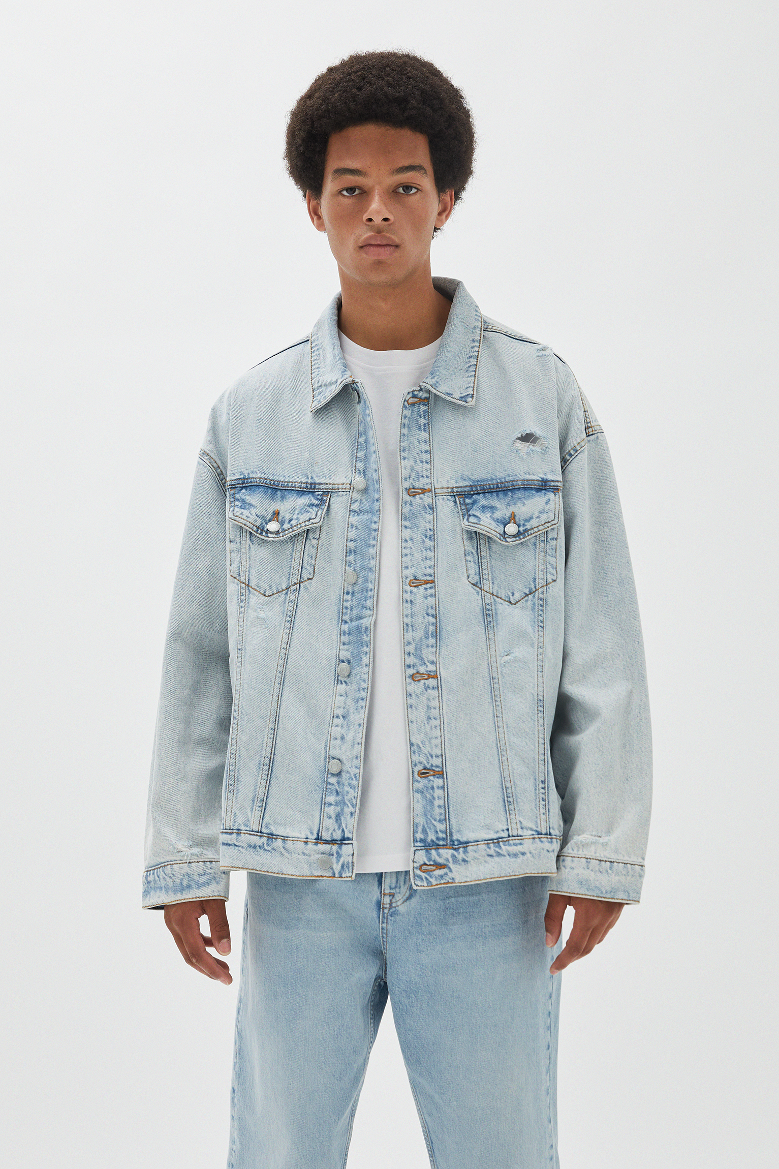 oversized denim jacket pull and bear