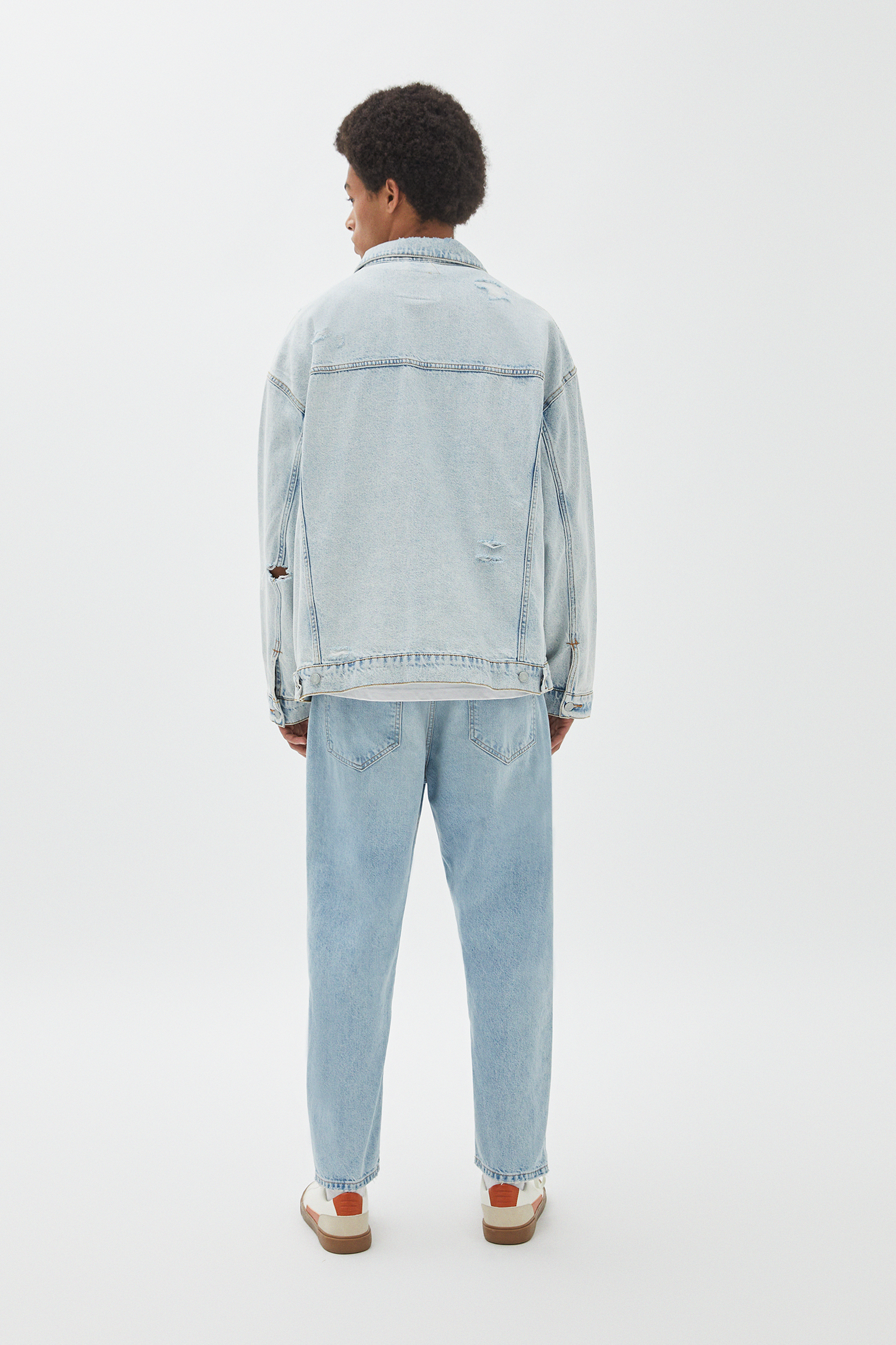 stone coloured denim jacket