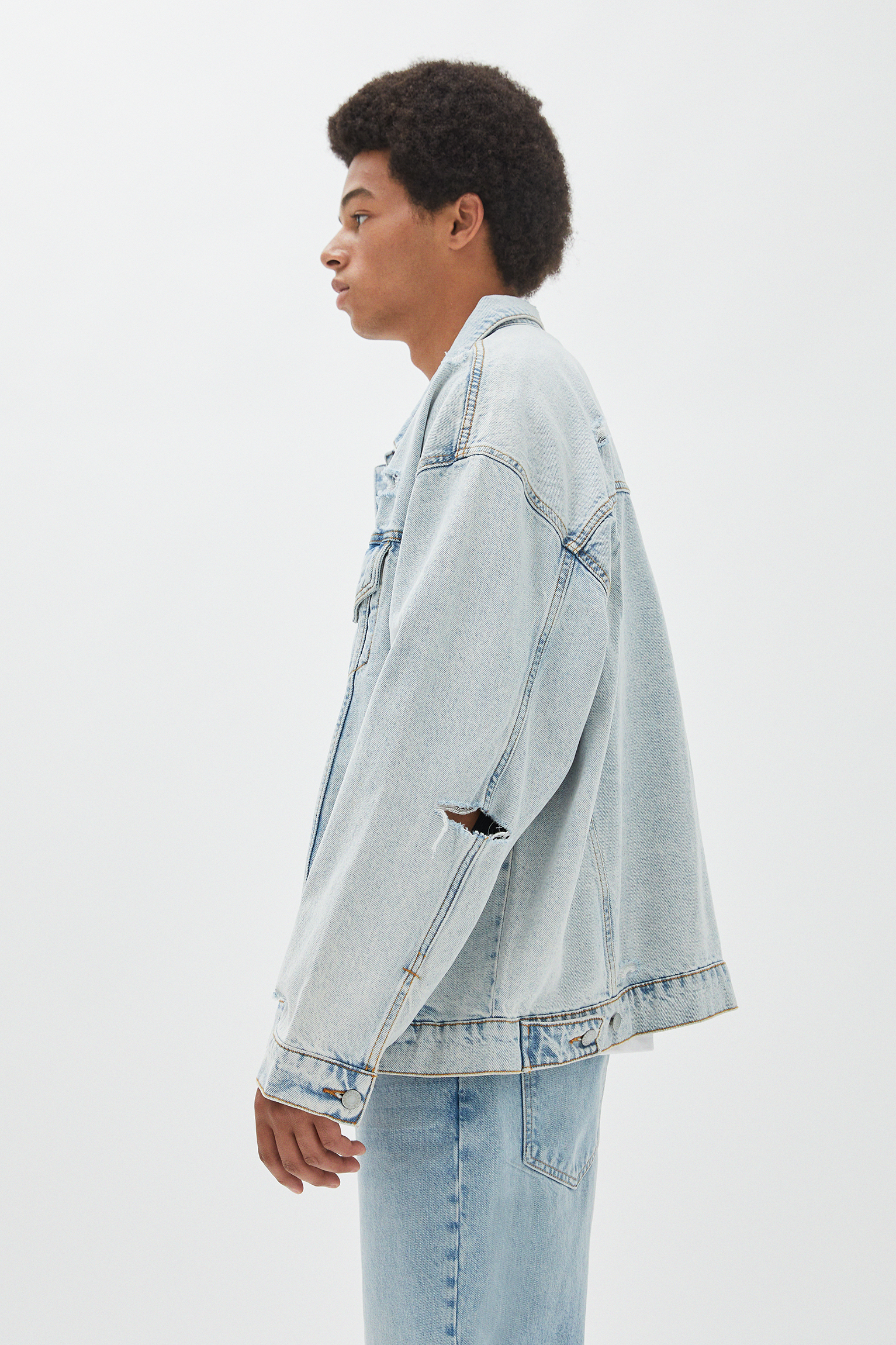 oversized coloured denim jacket