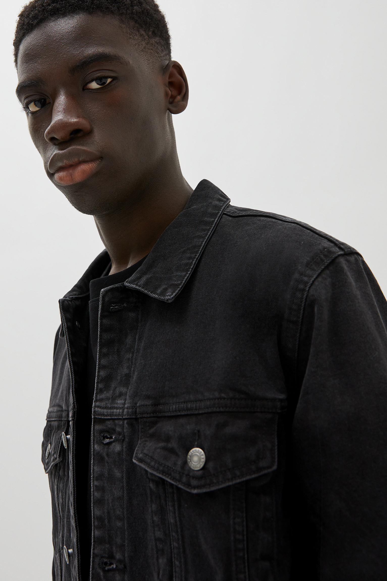 pull&bear denim jacket in black