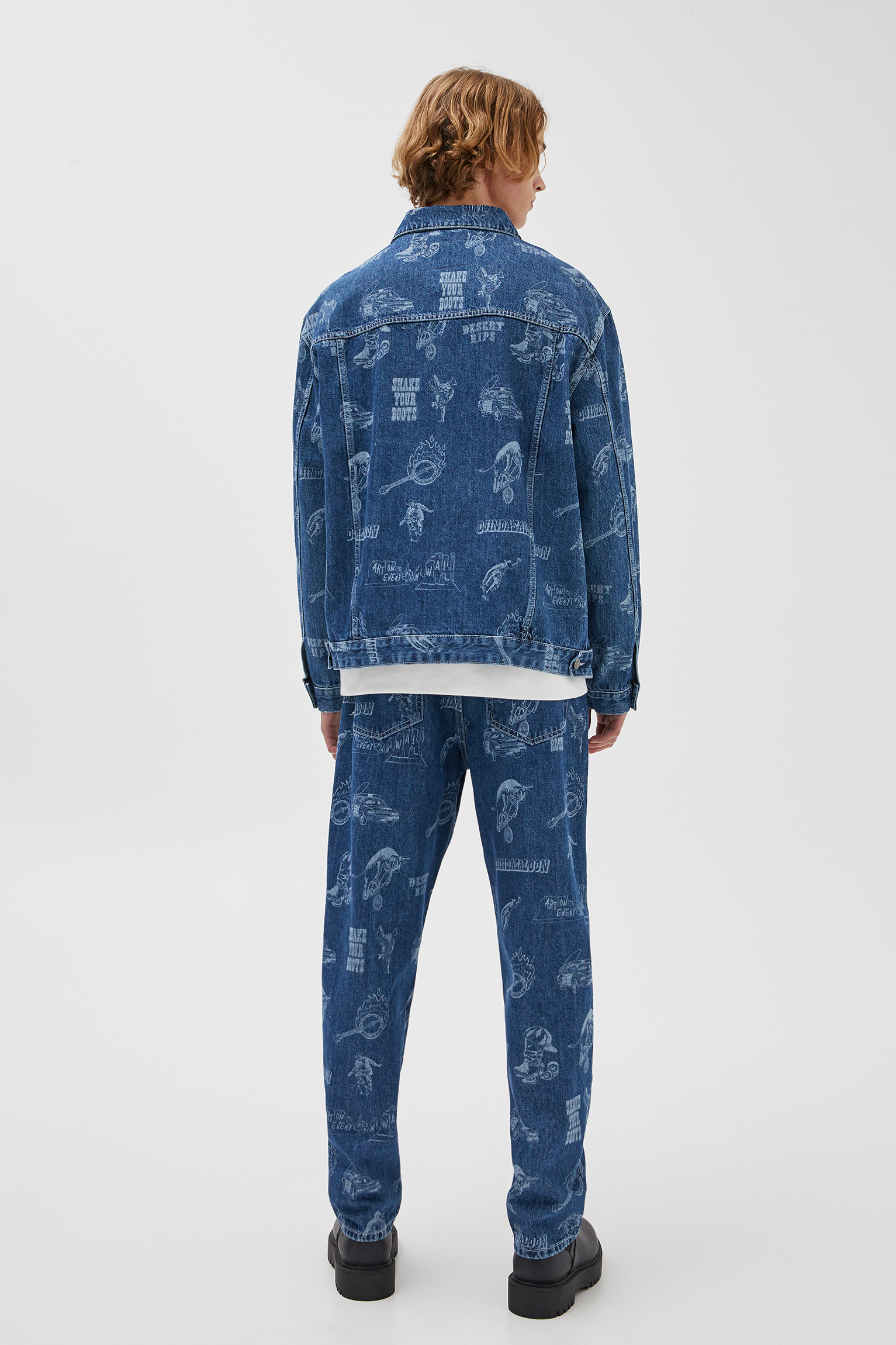 printed jeans jacket