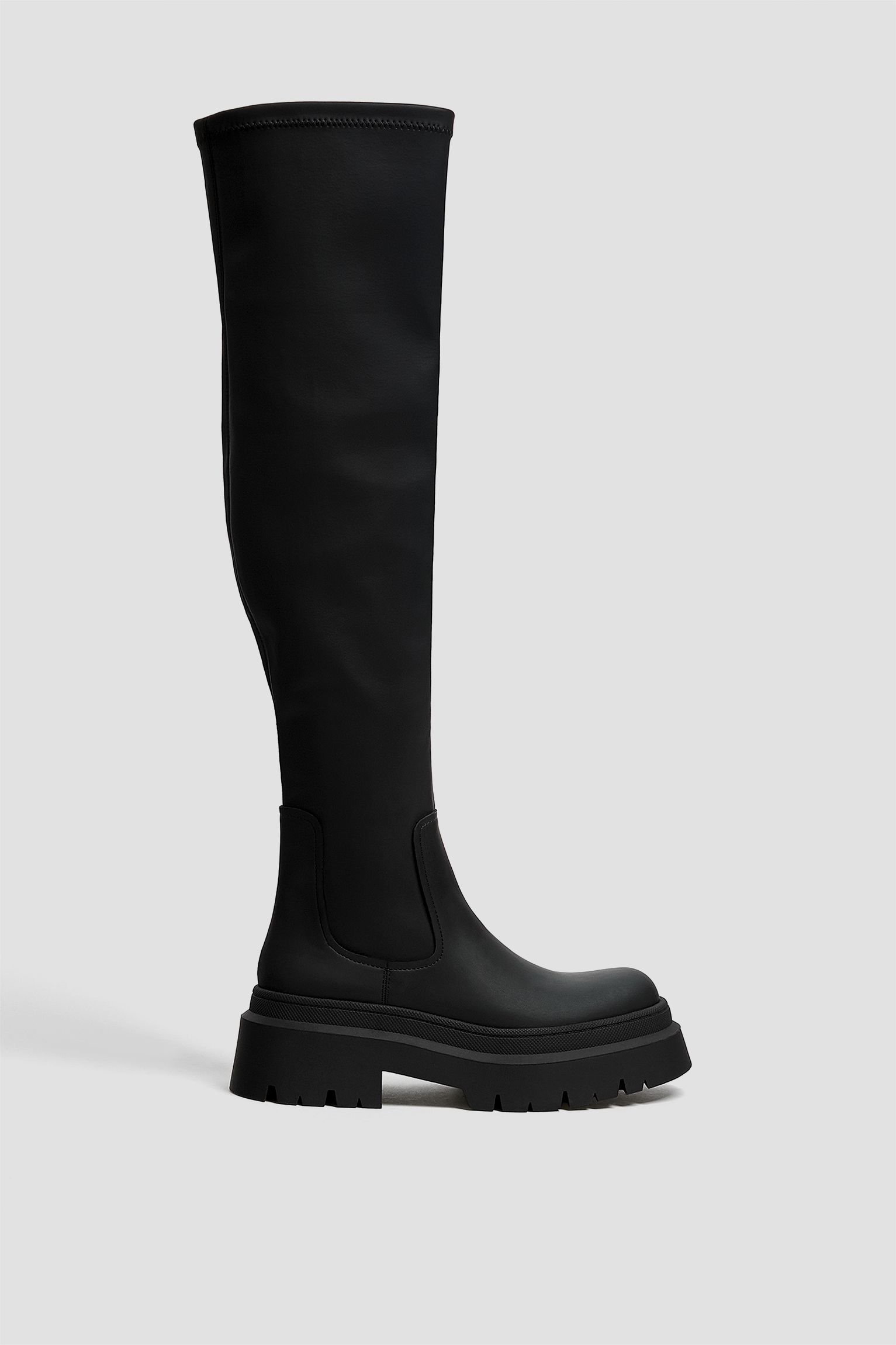 flat sole knee high boots