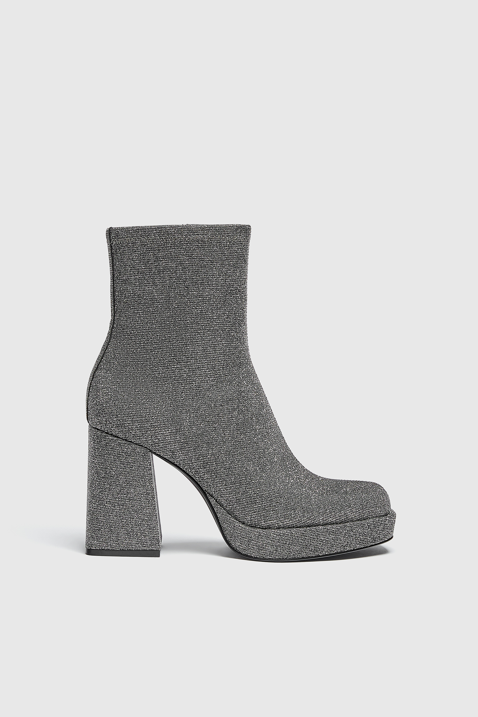 metallic block heel boots